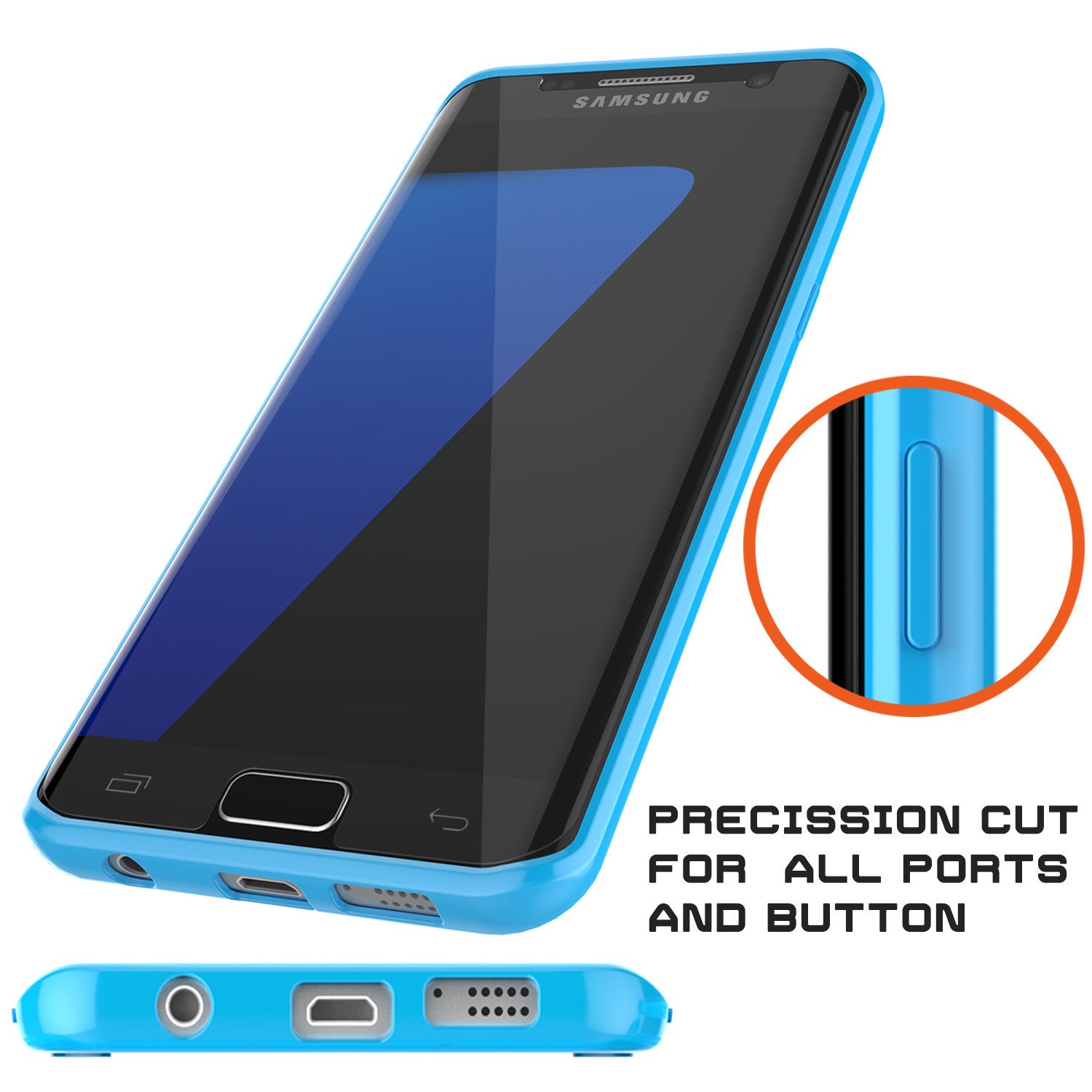 PUNKCASE - Lucid 2.0 Series Slick Frame Case for Samsung S7 Edge | Light Blue