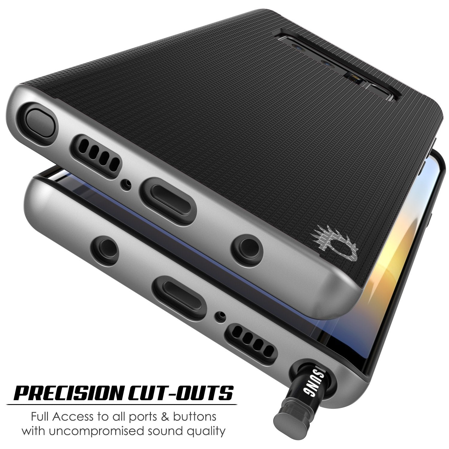Galaxy Note 8 Case, PunkCase Stealth Silver Series Hybrid 3-Piece Shockproof Dual Layer Cover