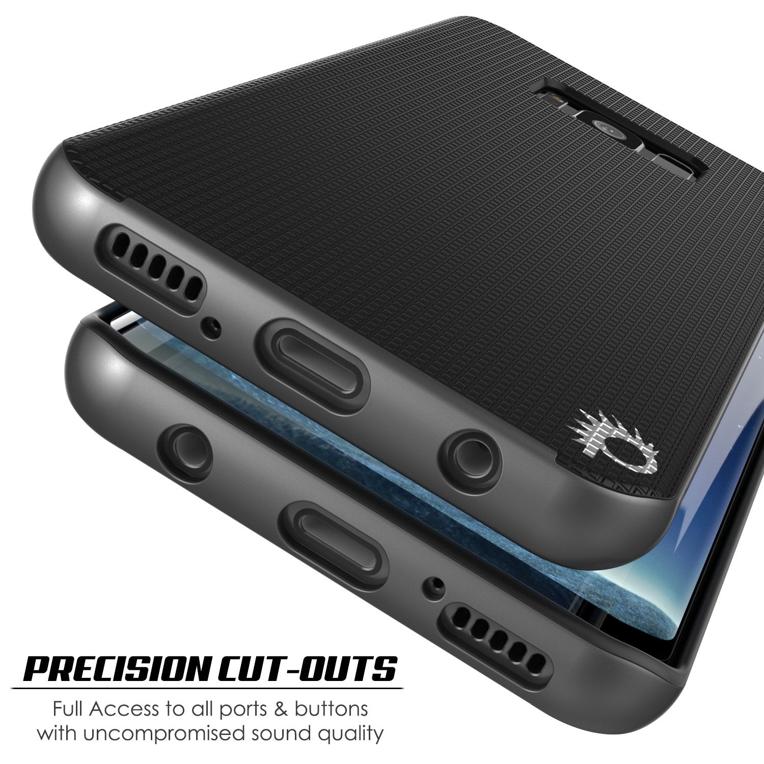 Galaxy S8 Case, PunkCase Stealth Grey Series Hybrid 3-Piece Shockproof Dual Layer Cover