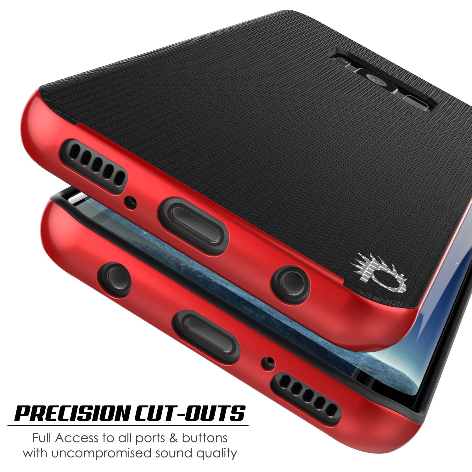 Galaxy S8 Case, PunkCase Stealth Red Series Hybrid 3-Piece Shockproof Dual Layer Cover