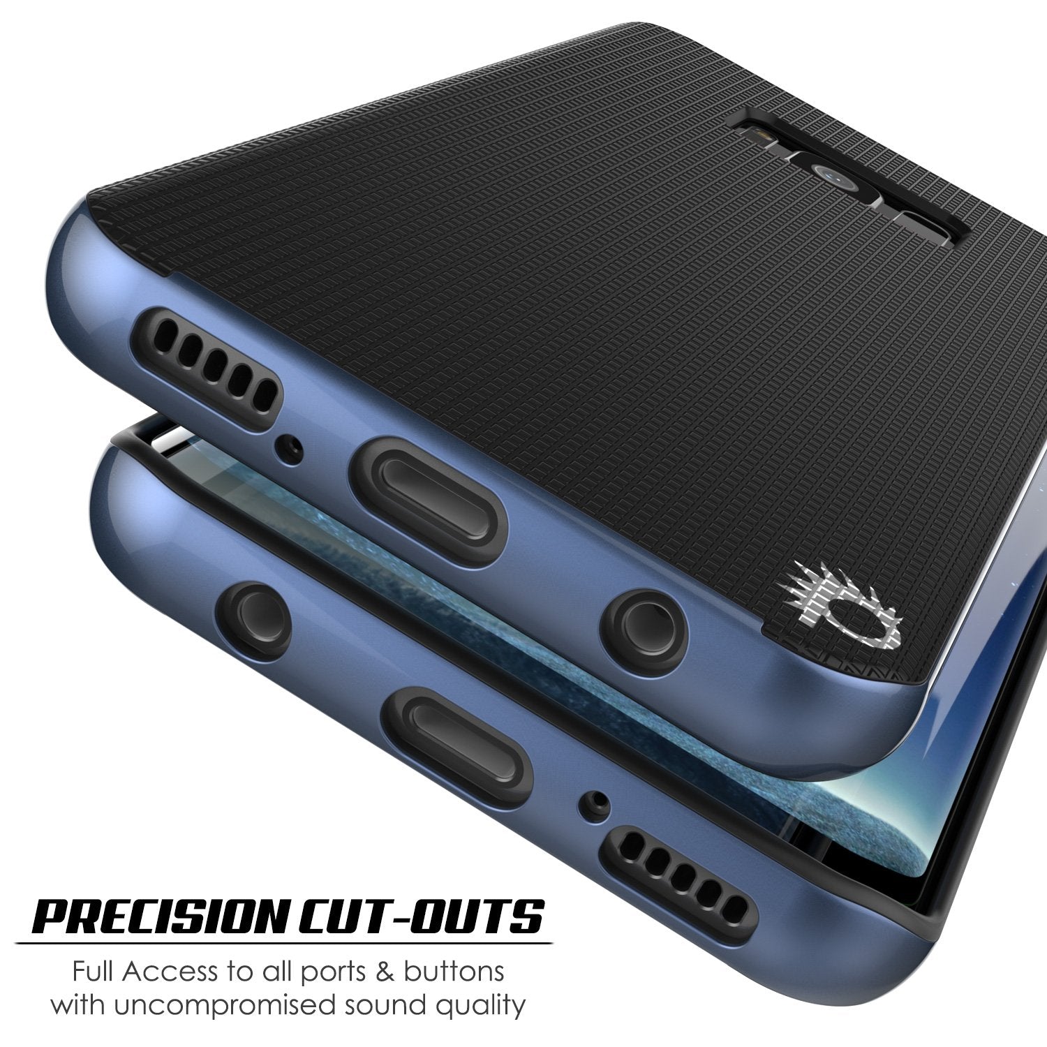 Galaxy S8 Case, PunkCase Stealth Navy Blue Series Hybrid 3-Piece Shockproof Dual Layer Cover