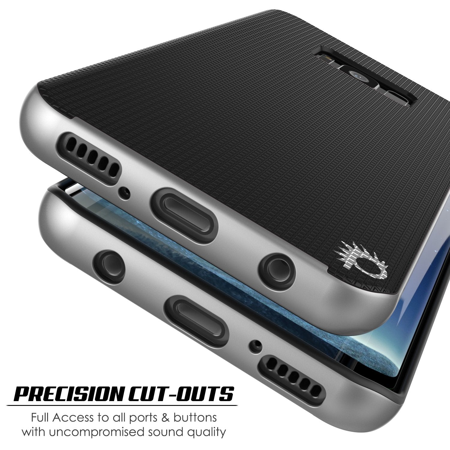 Galaxy S8 Case, PunkCase Stealth Silver Series Hybrid 3-Piece Shockproof Dual Layer Cover