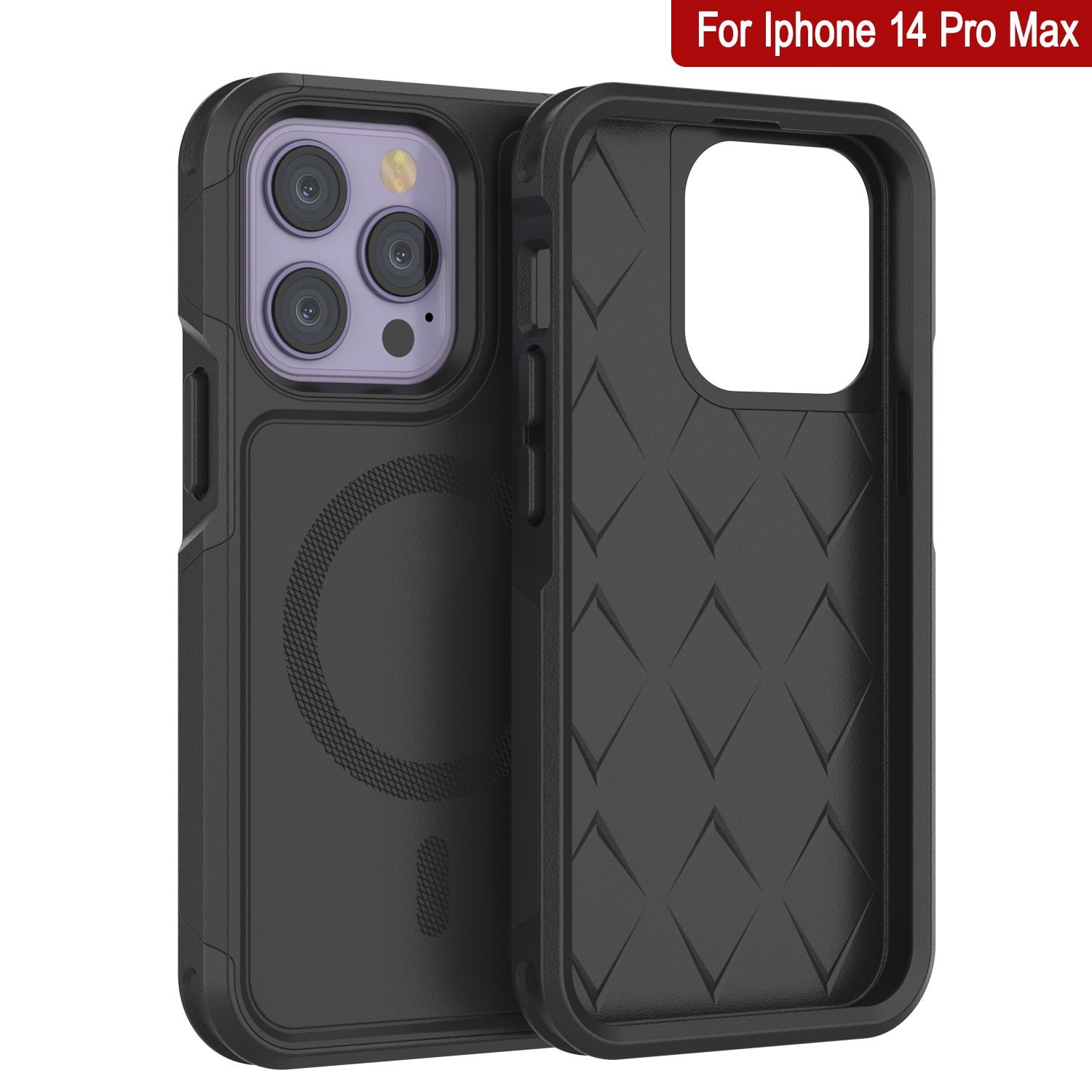 PunkCase iPhone 14 Pro Max Case, [Spartan 2.0 Series] Clear Rugged Heavy Duty Cover W/Built in Screen Protector [Black]