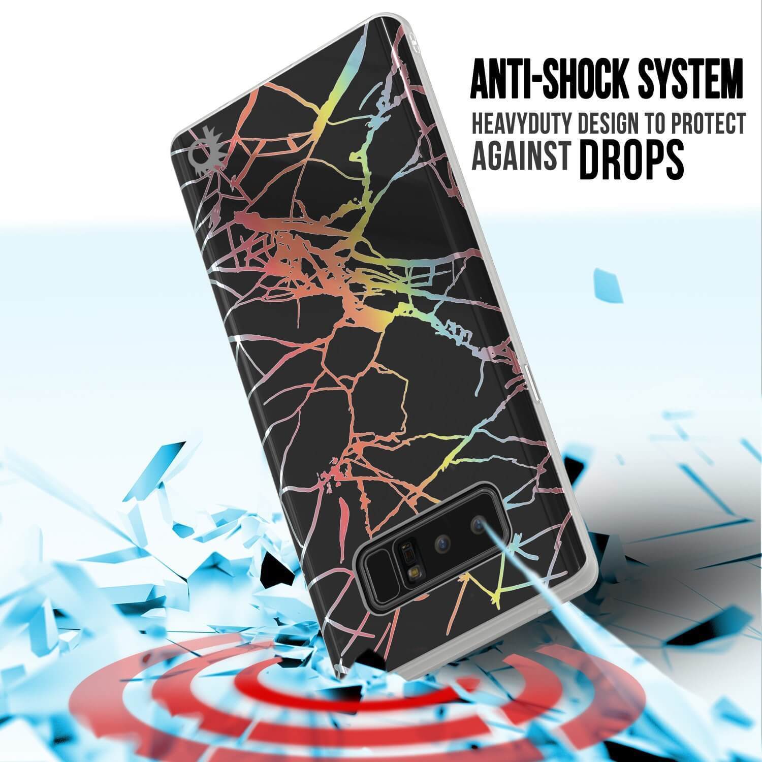 Punkcase Galaxy Note 8 Protective Marble Case | Black Mirage