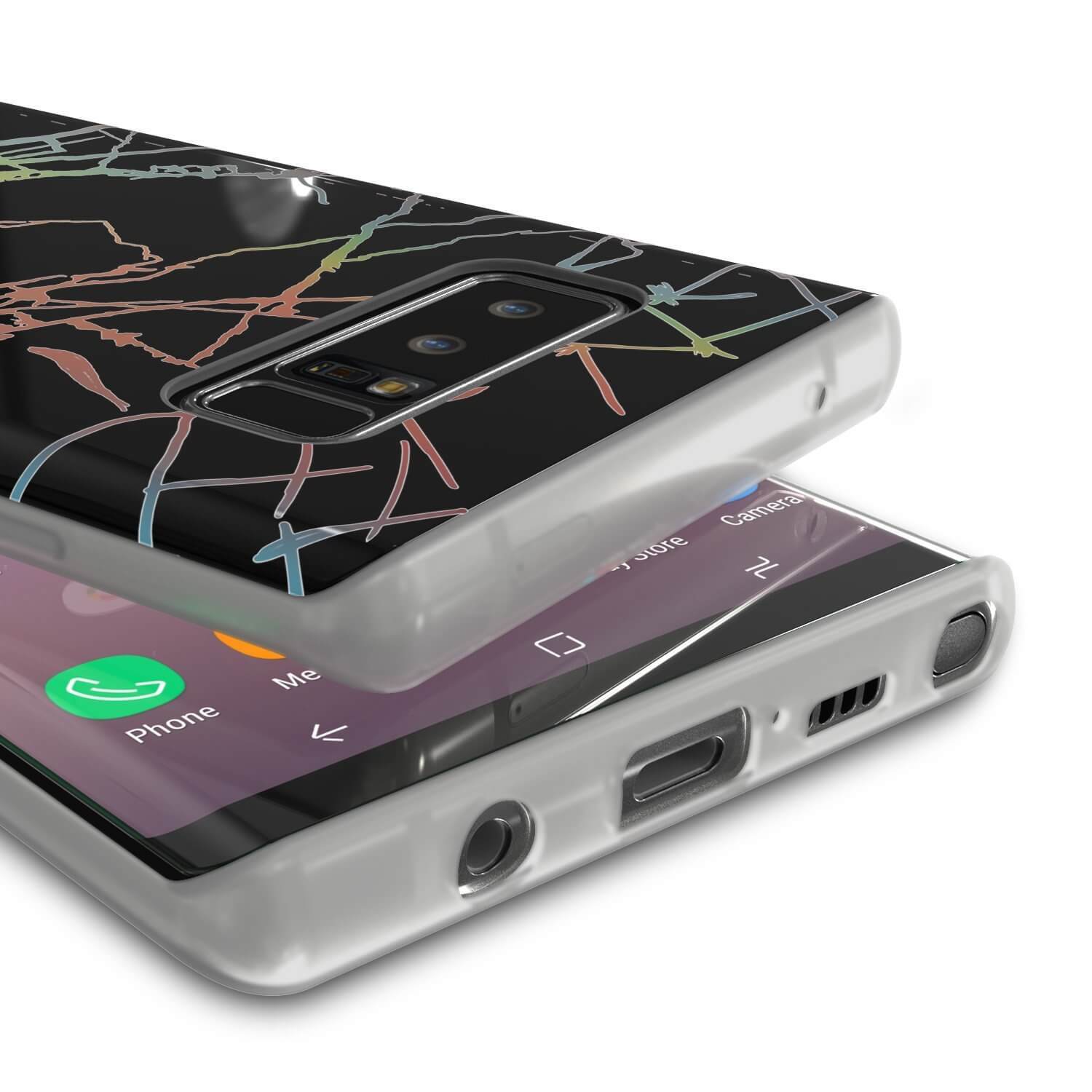 Punkcase Galaxy Note 8 Protective Marble Case | Black Mirage