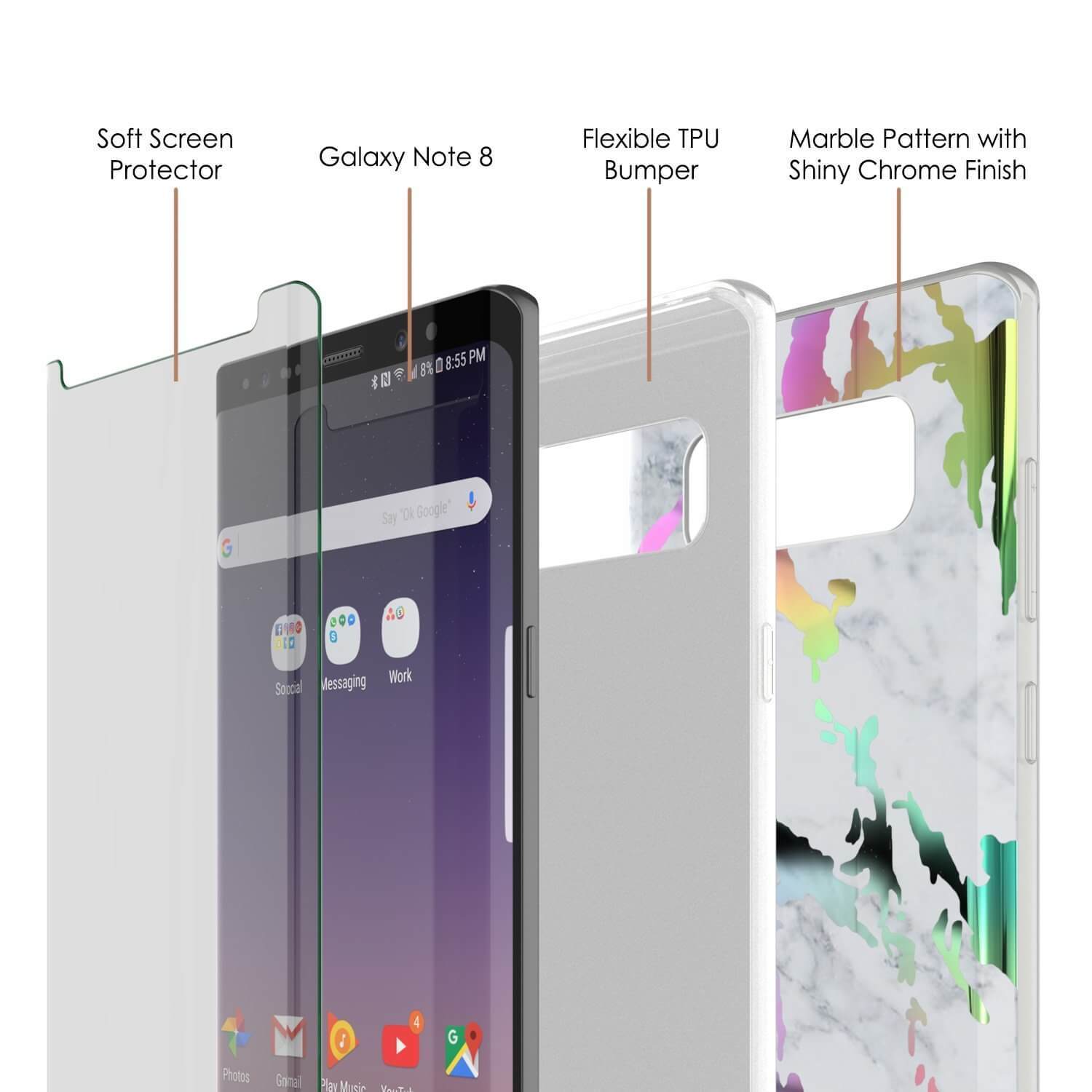 Punkcase Galaxy Note 8 Protective Marble Case | Blanco Marmo