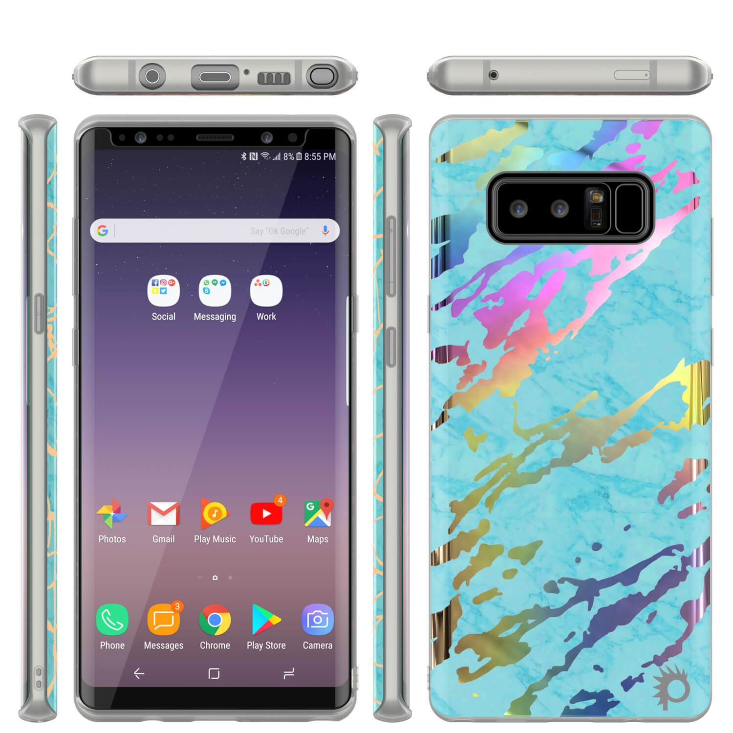 Punkcase Galaxy Note 8 Protective Marble Case | Teal Onyx