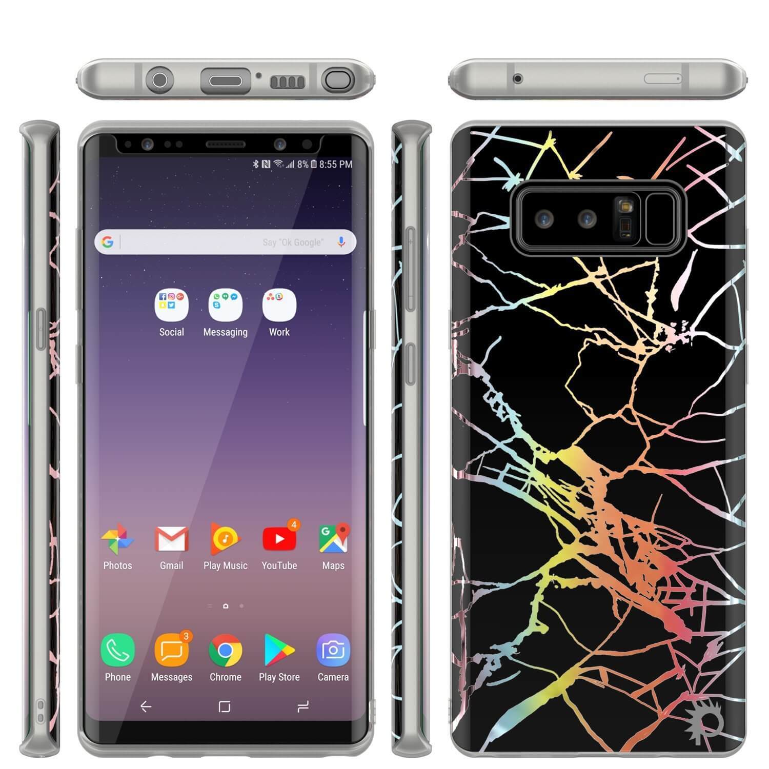 Galaxy Note 9 Full Body W/ Screen Protector Marble Case (Black Mirage)