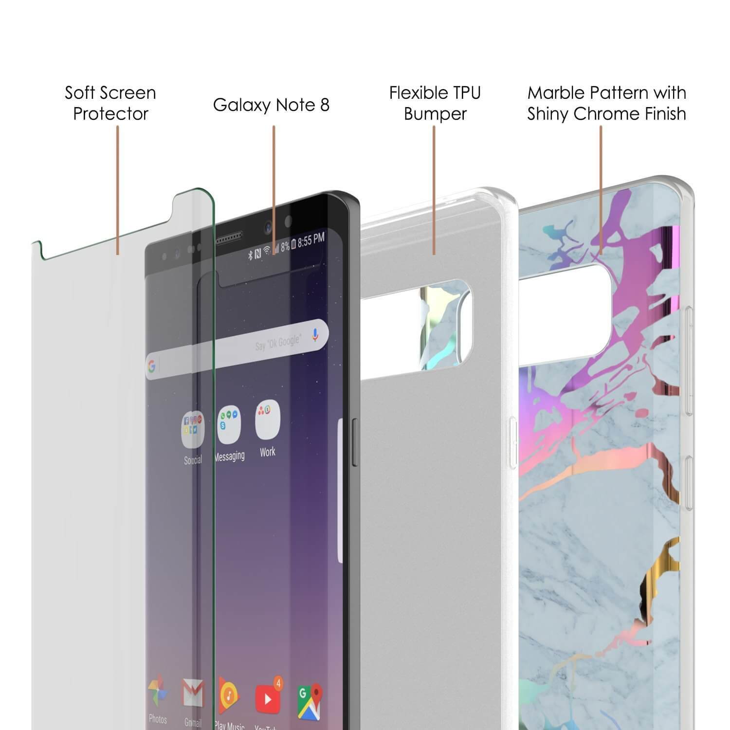 Galaxy Note 9 Full Body W/ Screen Protector Marble Case (Blue Marmo)