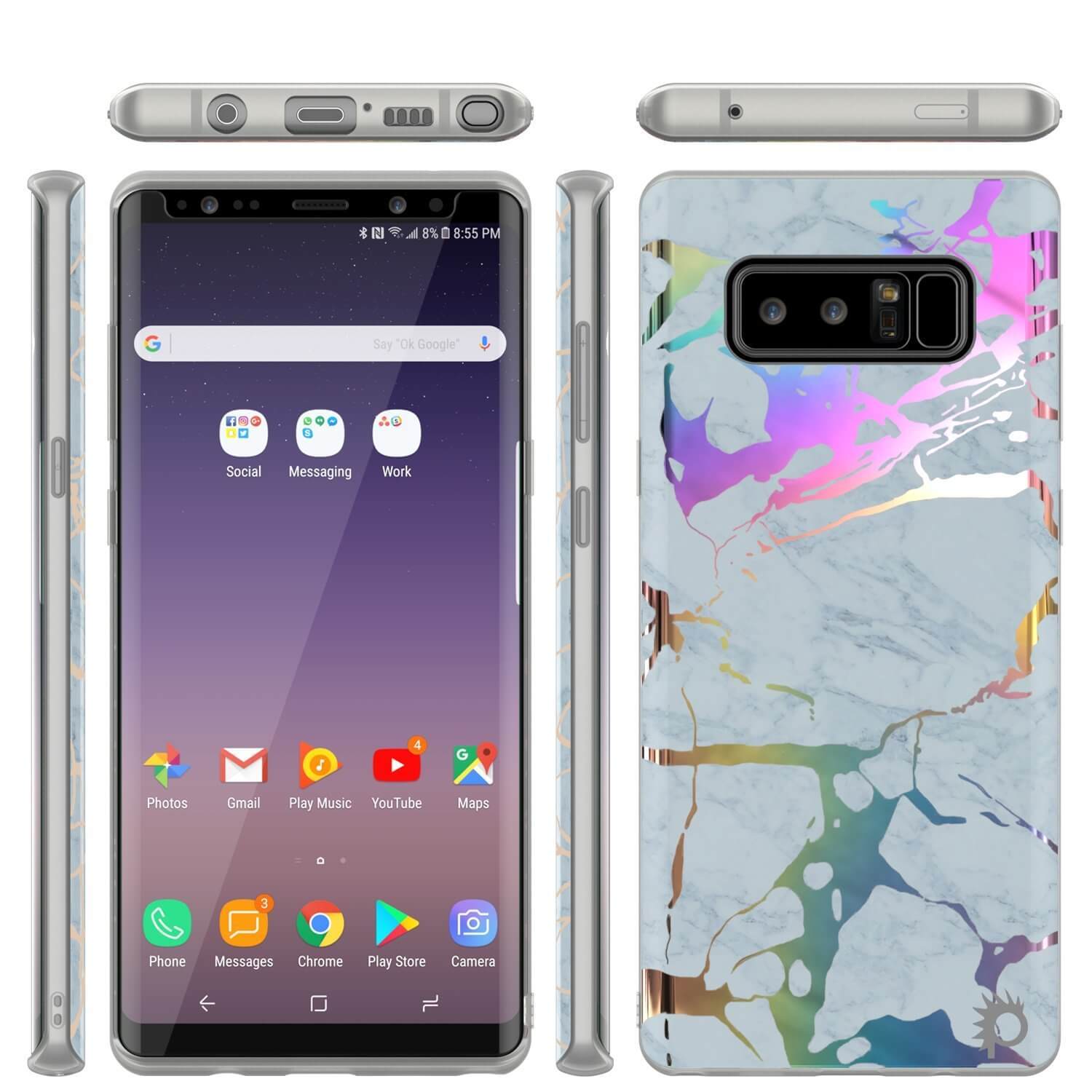 Galaxy Note 9 Full Body W/ Screen Protector Marble Case (Blue Marmo)