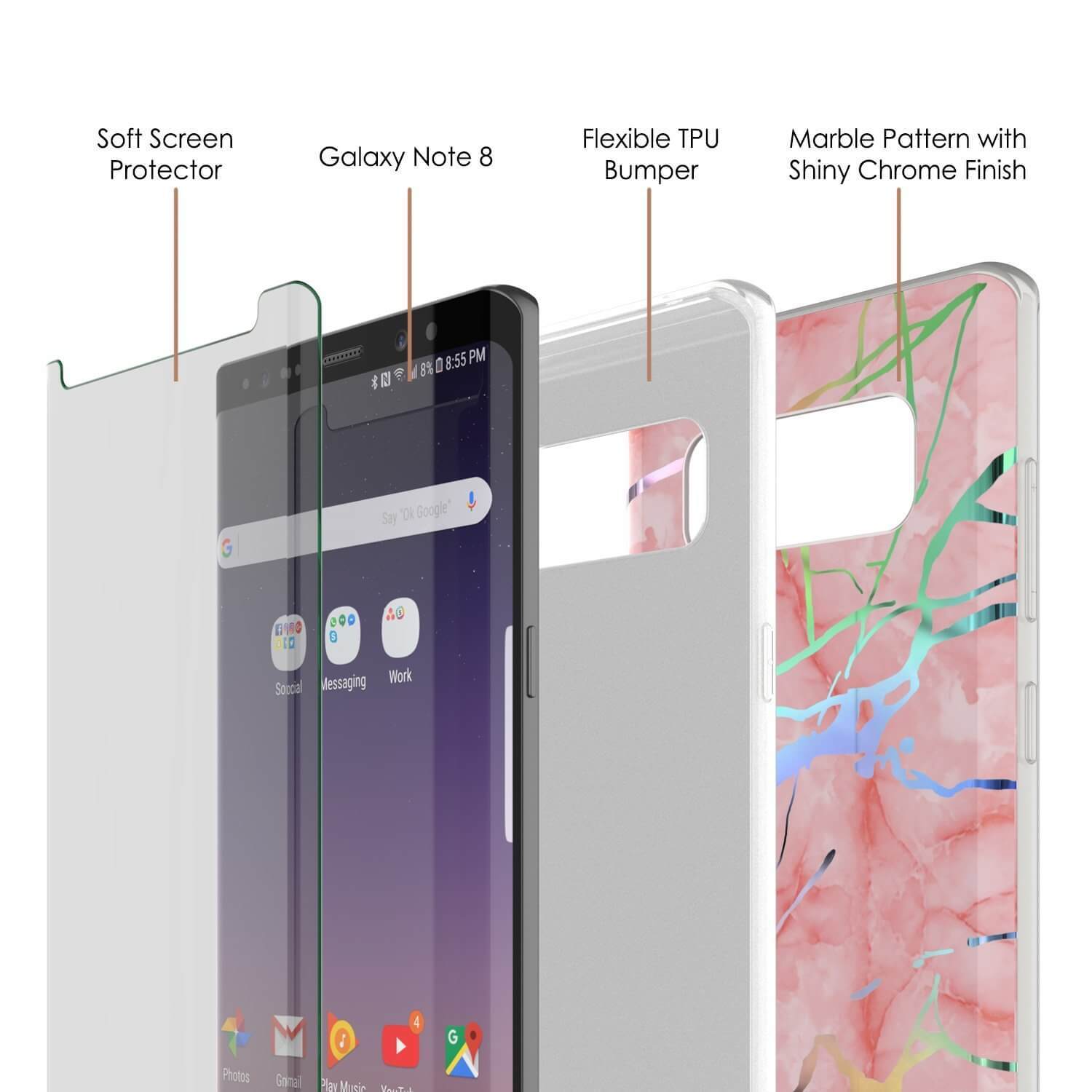 Galaxy Note 9 Full Body W/ Screen Protector Marble Case (Rose Mirage)