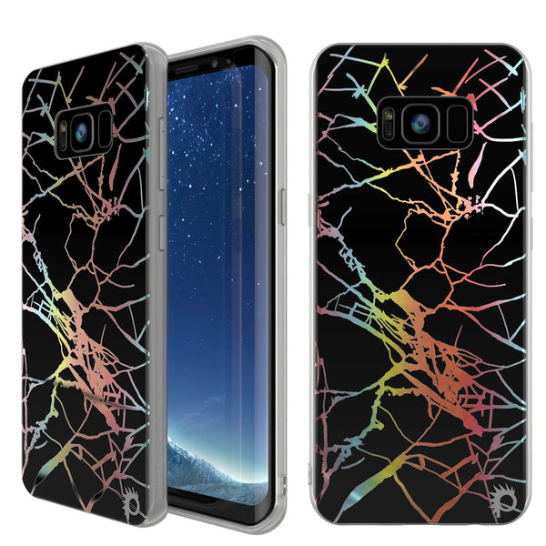 Punkcase Galaxy S8+ Protective Full Body Marble Case | Black Mirage