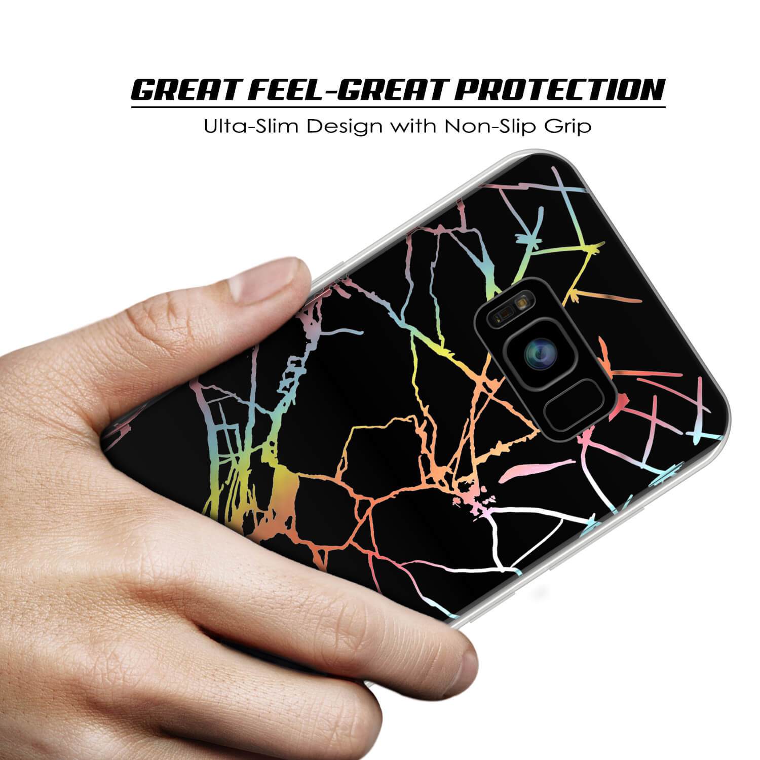 Punkcase Galaxy S8+ Protective Full Body Marble Case | Black Mirage