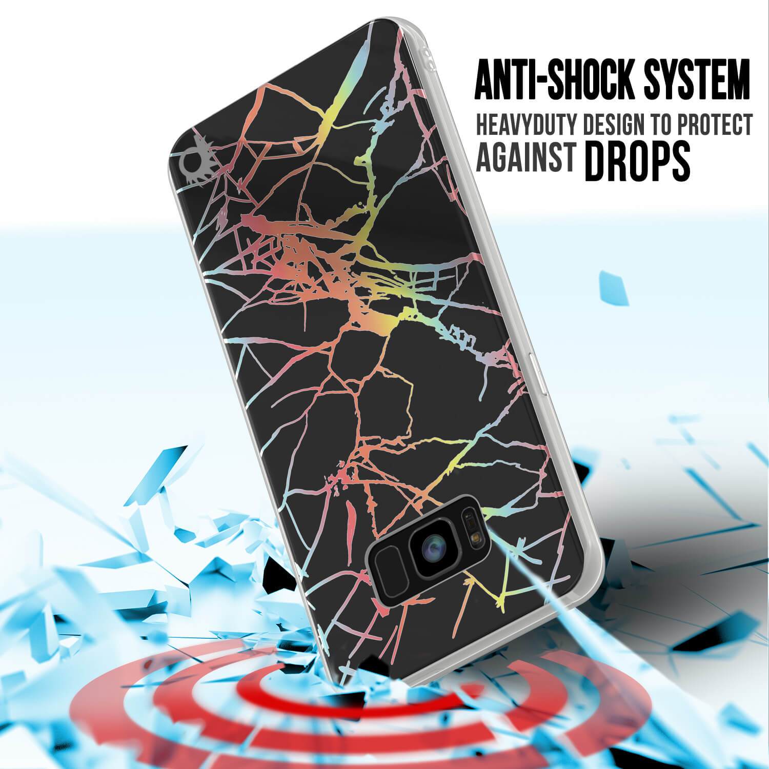 Punkcase Galaxy S8+ Protective Full Body Marble Case | Black Mirage