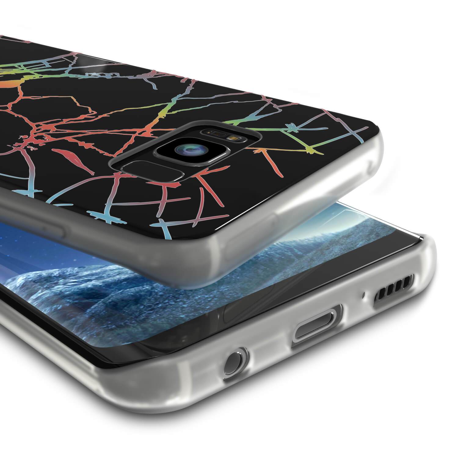 Punkcase Galaxy S8+ Protective Full Body Marble Case | Black Mirage