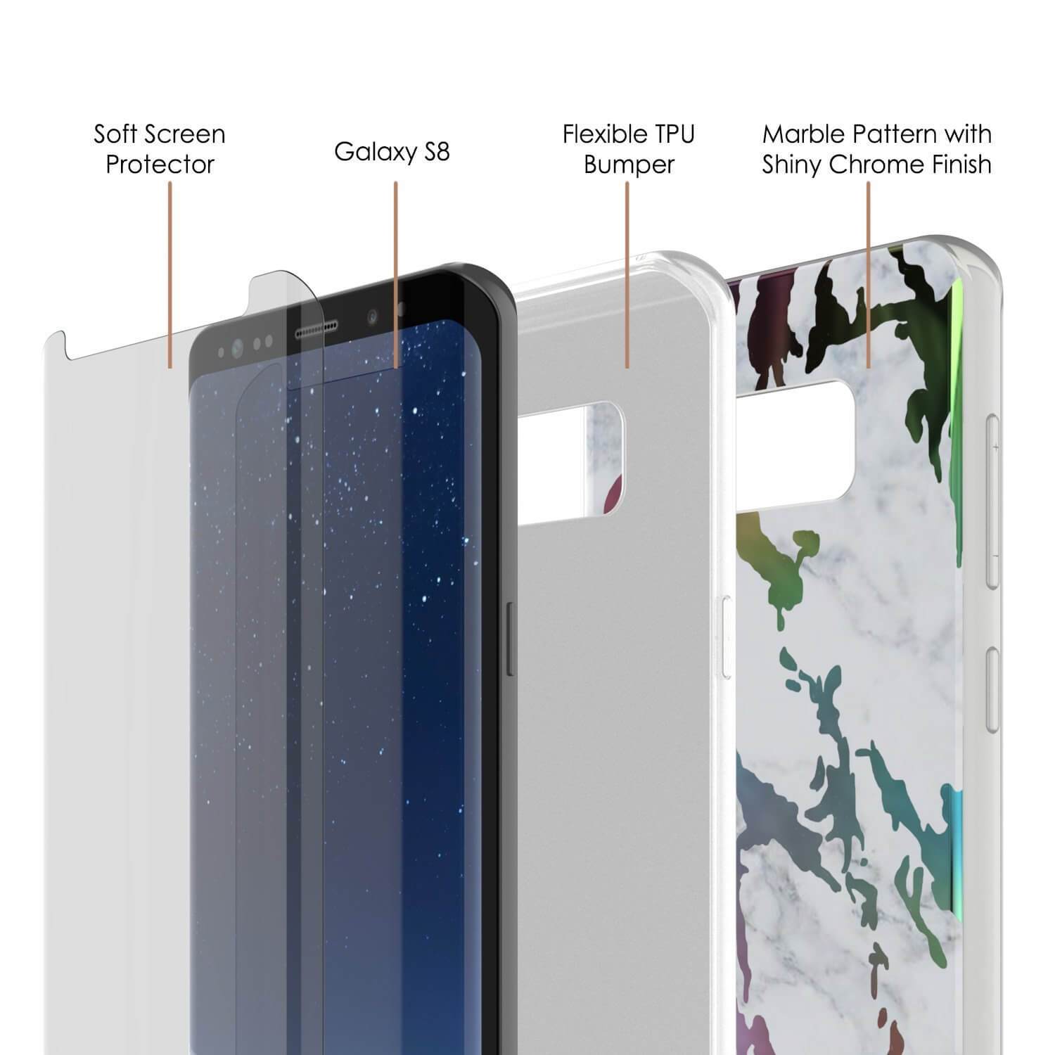 Punkcase Galaxy S8+ Protective Full Body Marble Case | Blanco Marmo