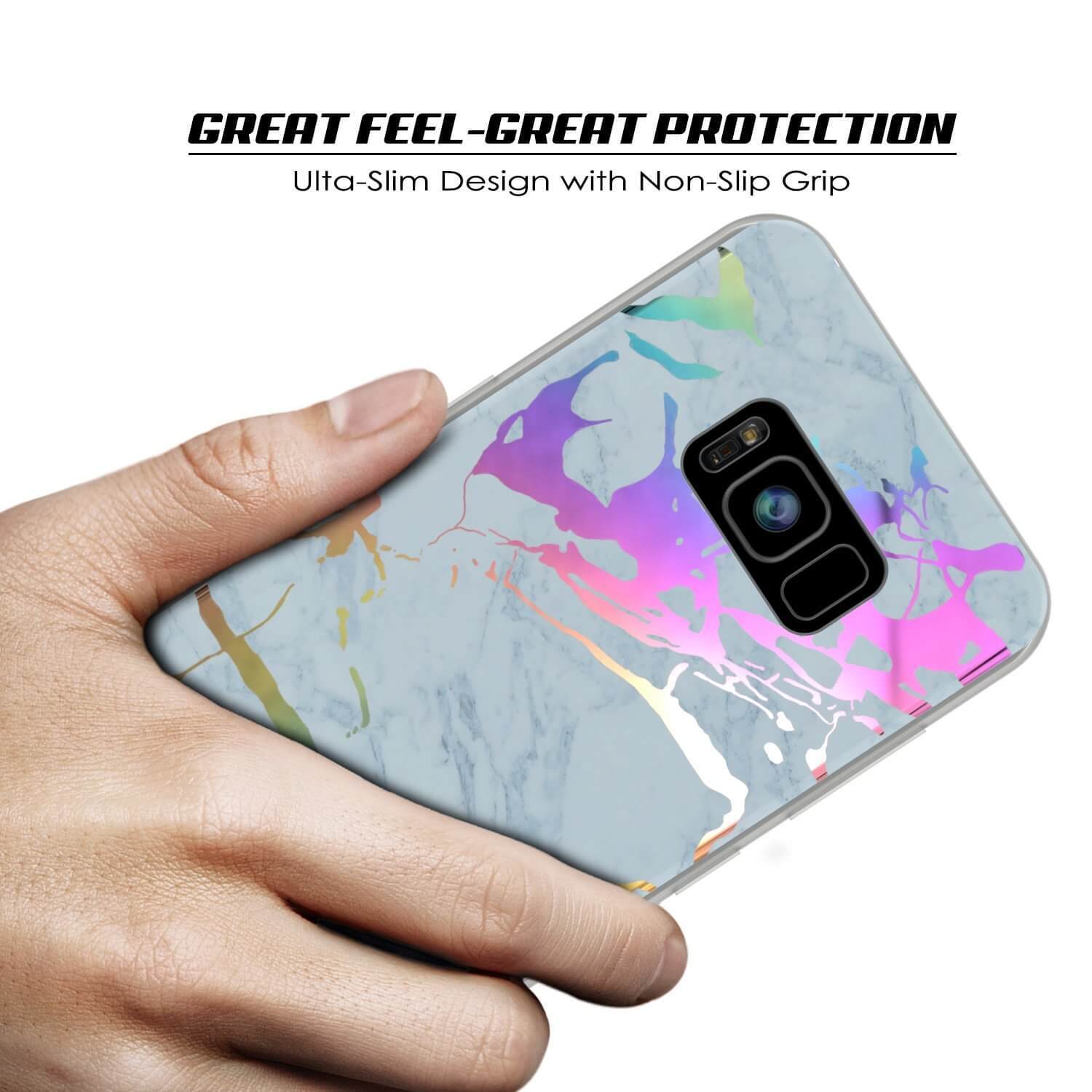 Punkcase Galaxy S8+ Protective Full Body Marble Case | Blue Marmo