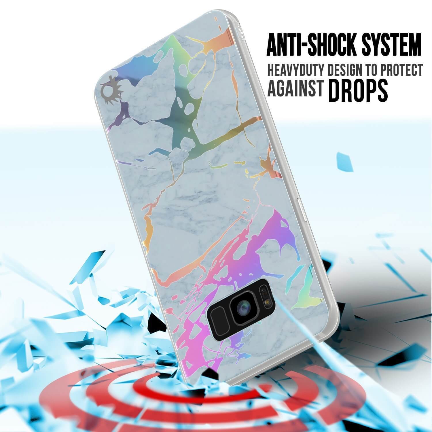 Punkcase Galaxy S8+ Protective Full Body Marble Case | Blue Marmo