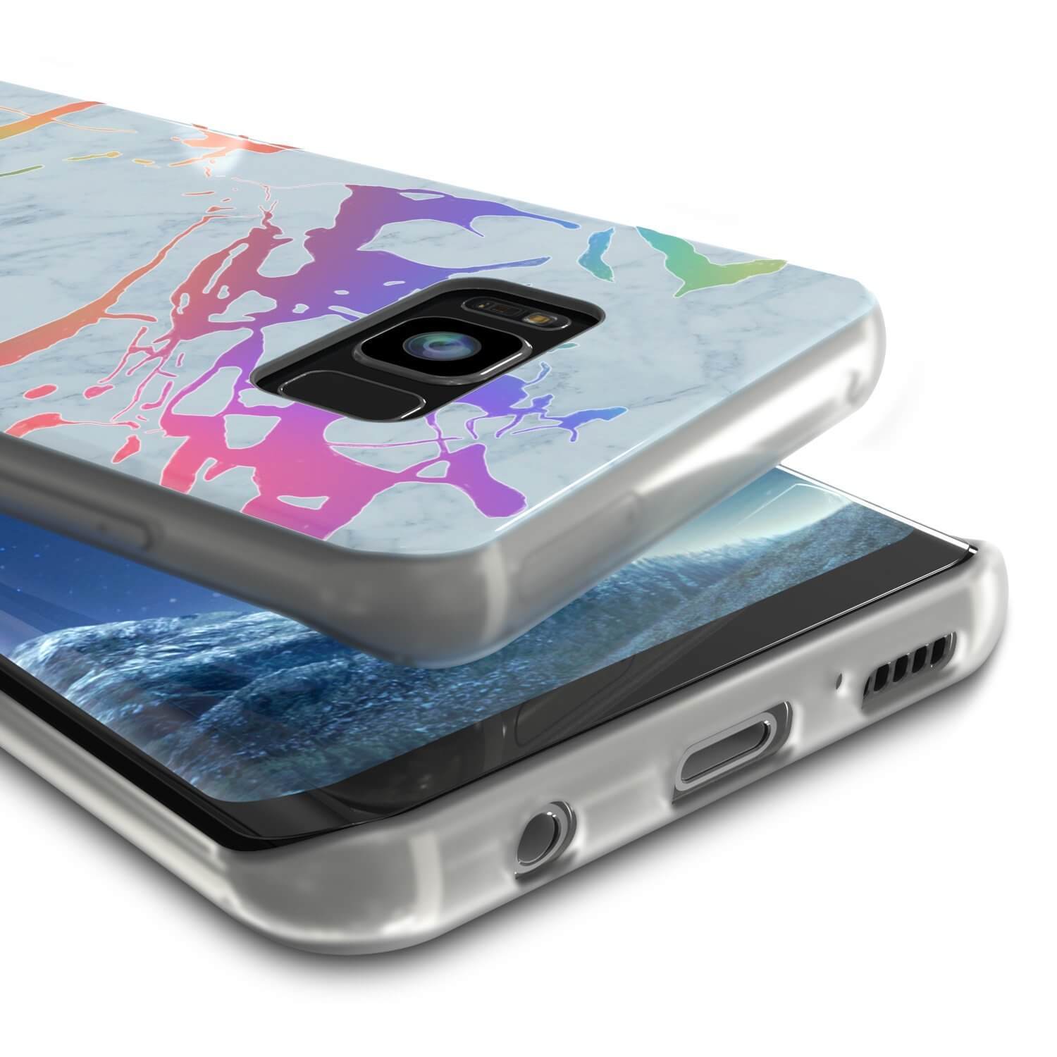 Punkcase Galaxy S8+ Protective Full Body Marble Case | Blue Marmo