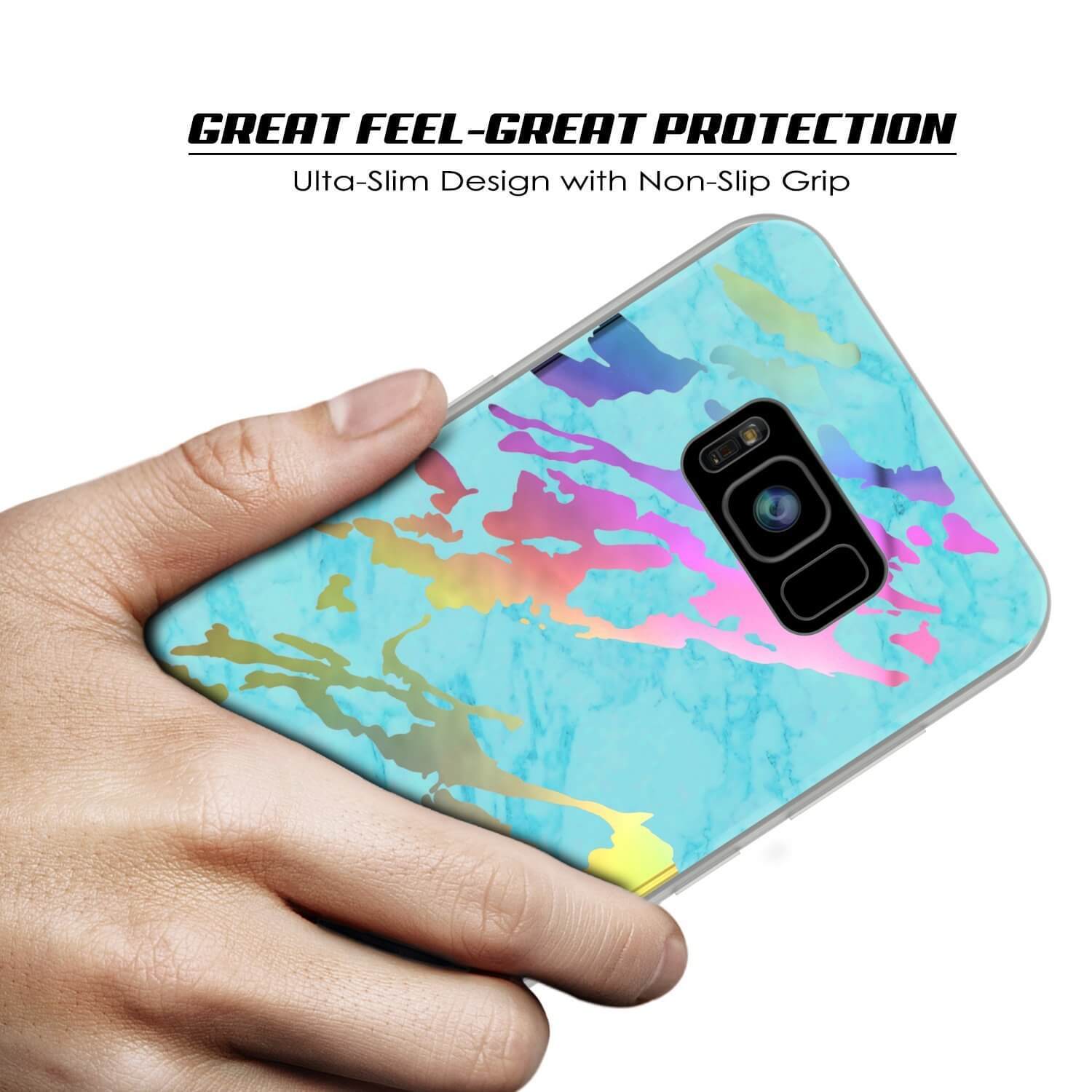 Punkcase Galaxy S8+ Protective Full Body Marble Case | Teal Onyx
