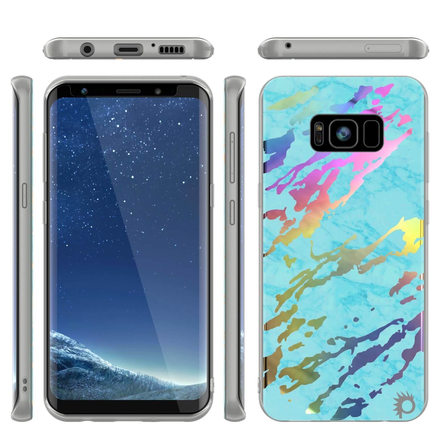 Punkcase Galaxy S8+ Protective Full Body Marble Case | Teal Onyx