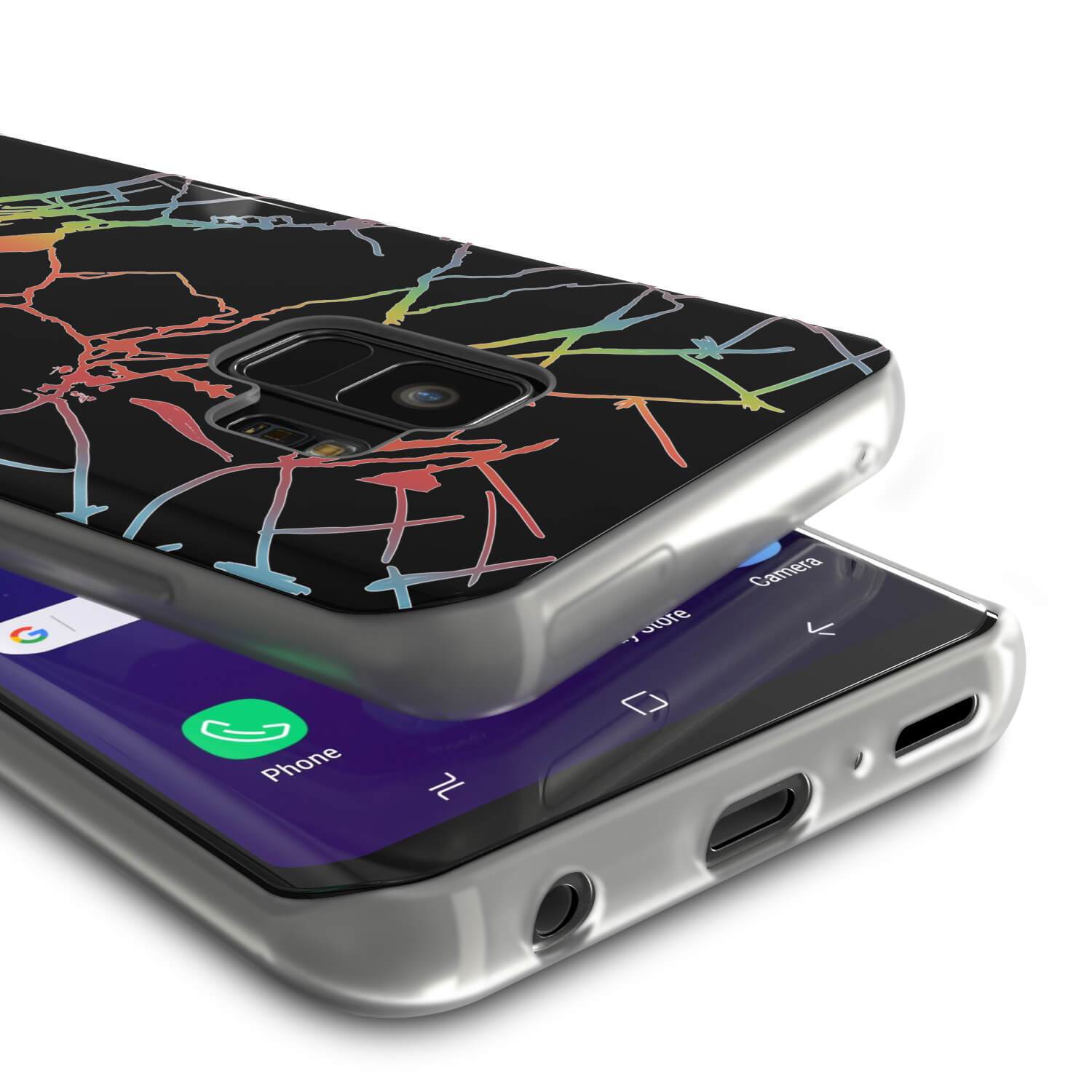 Punkcase Galaxy S9 Protective Full Body Marble Case | Black Mirage