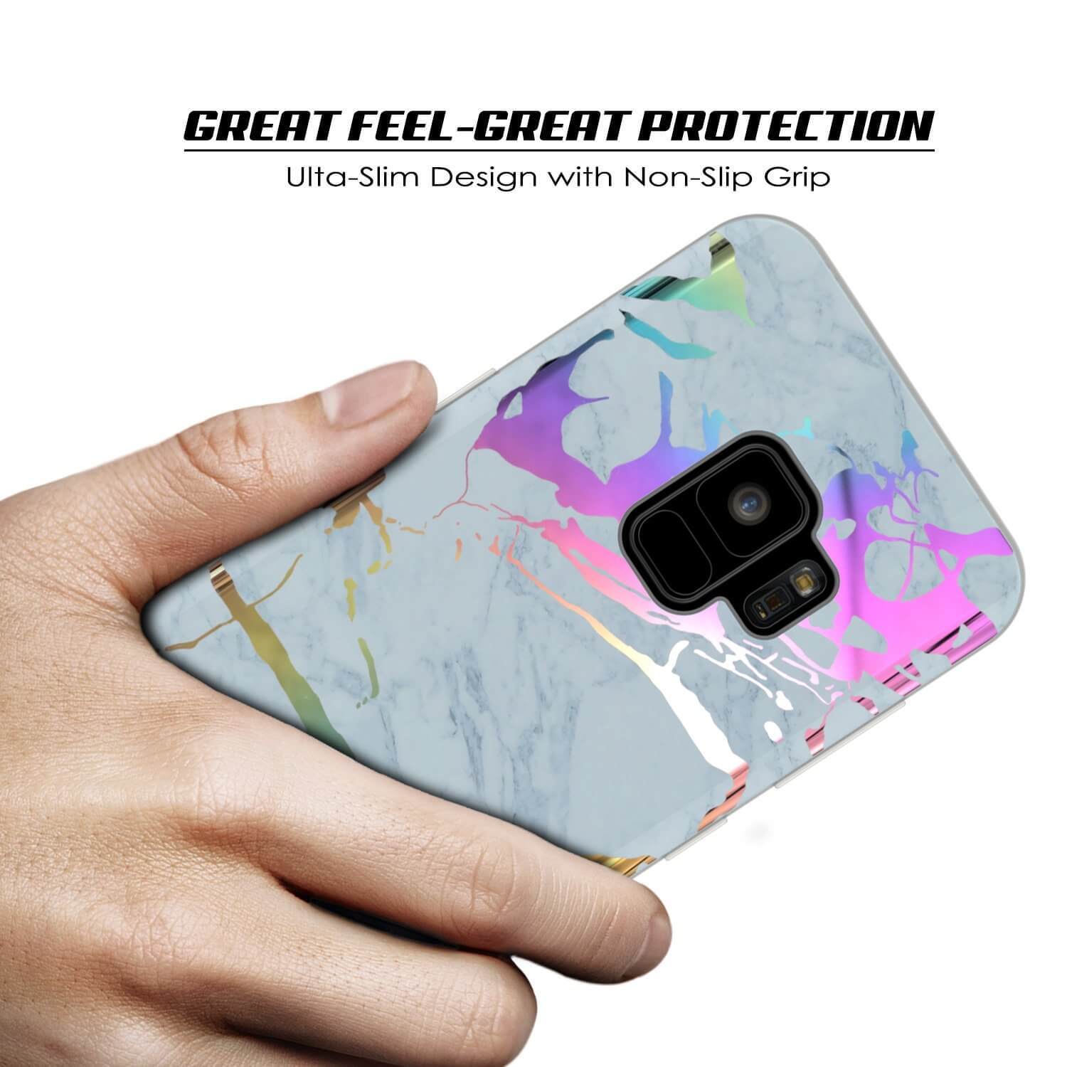 Punkcase Galaxy S9 Protective Full Body Marble Case | Blue Marmo
