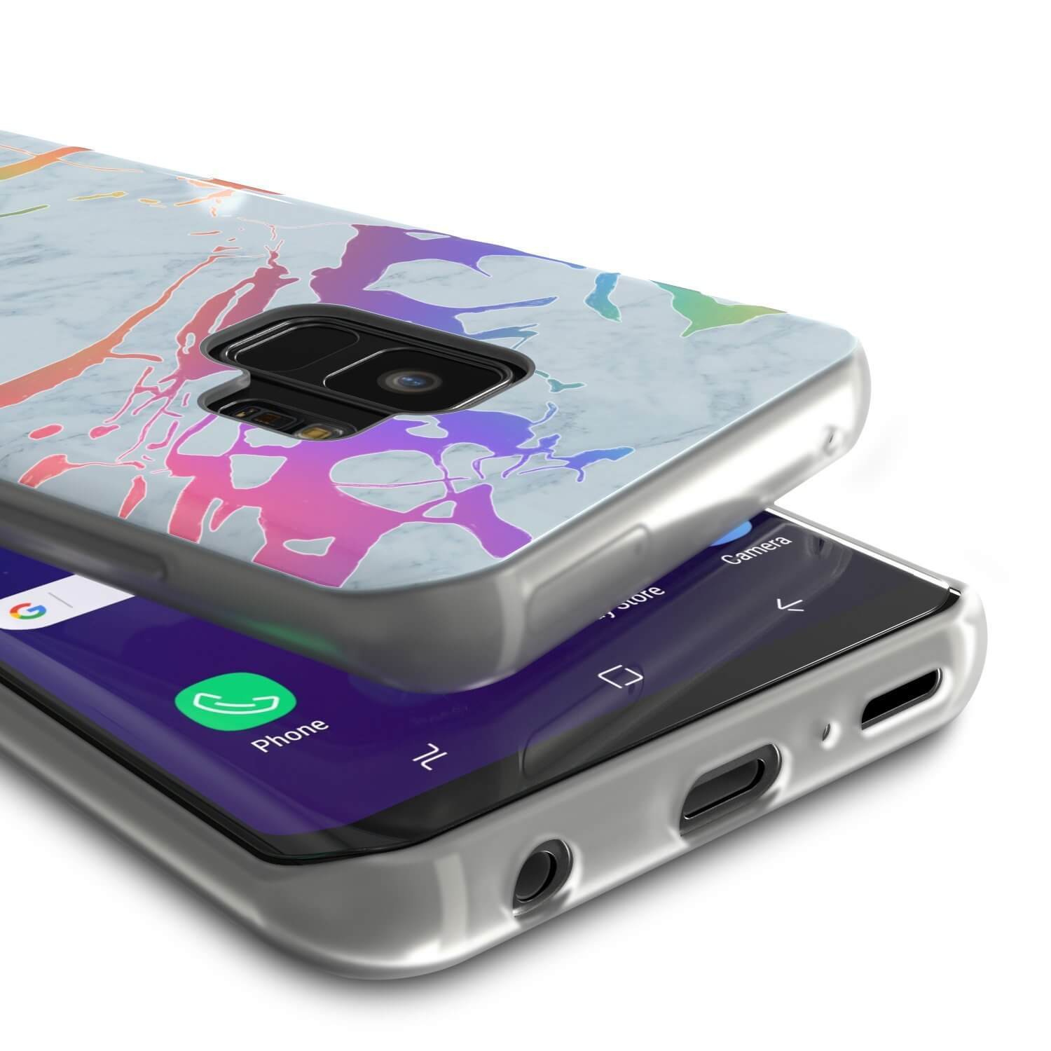 Punkcase Galaxy S9 Protective Full Body Marble Case | Blue Marmo