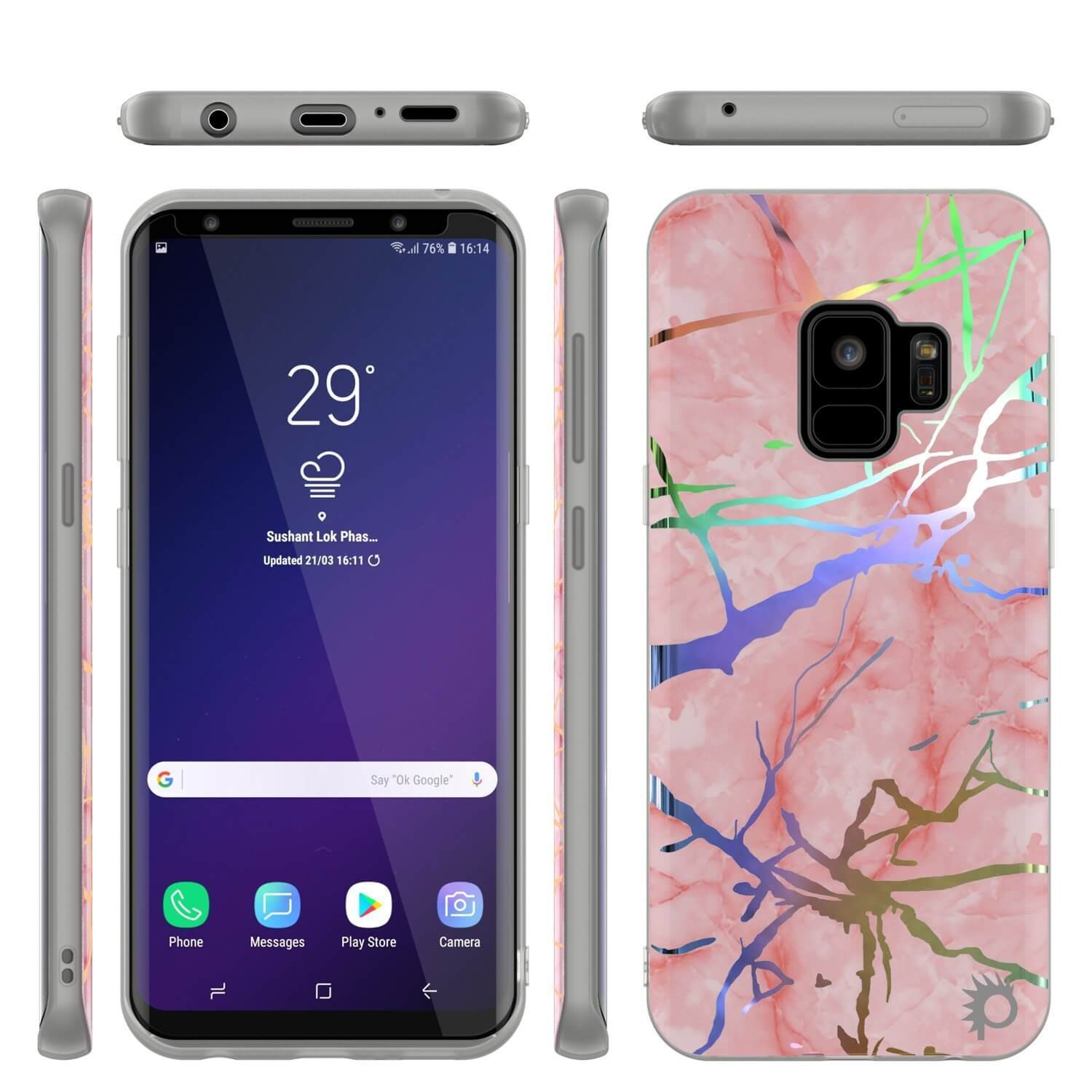 Punkcase Galaxy S9 Protective Full Body Marble Case | Rose Mirage