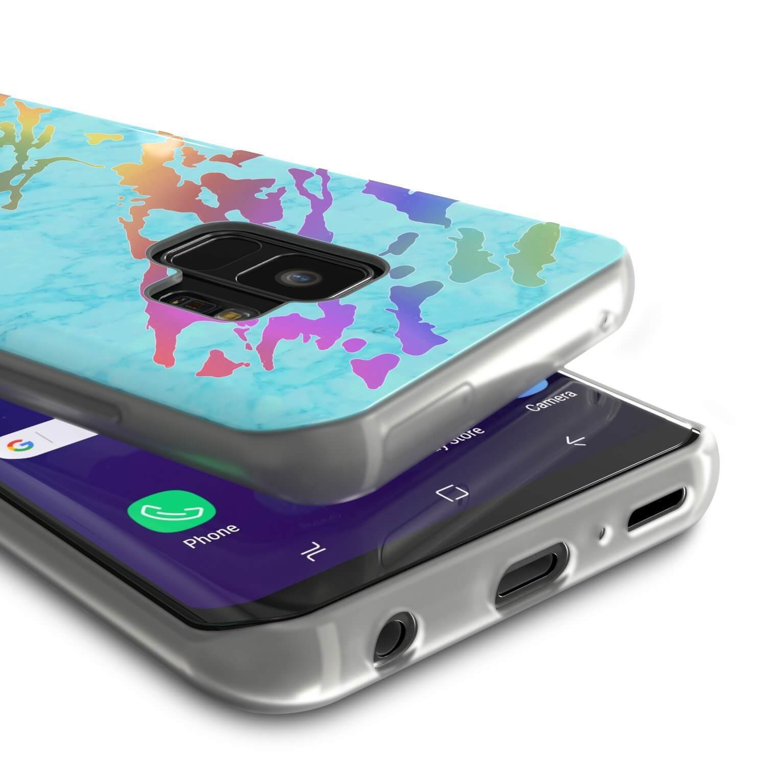 Punkcase Galaxy S9 Protective Full Body Marble Case | Teal Onyx