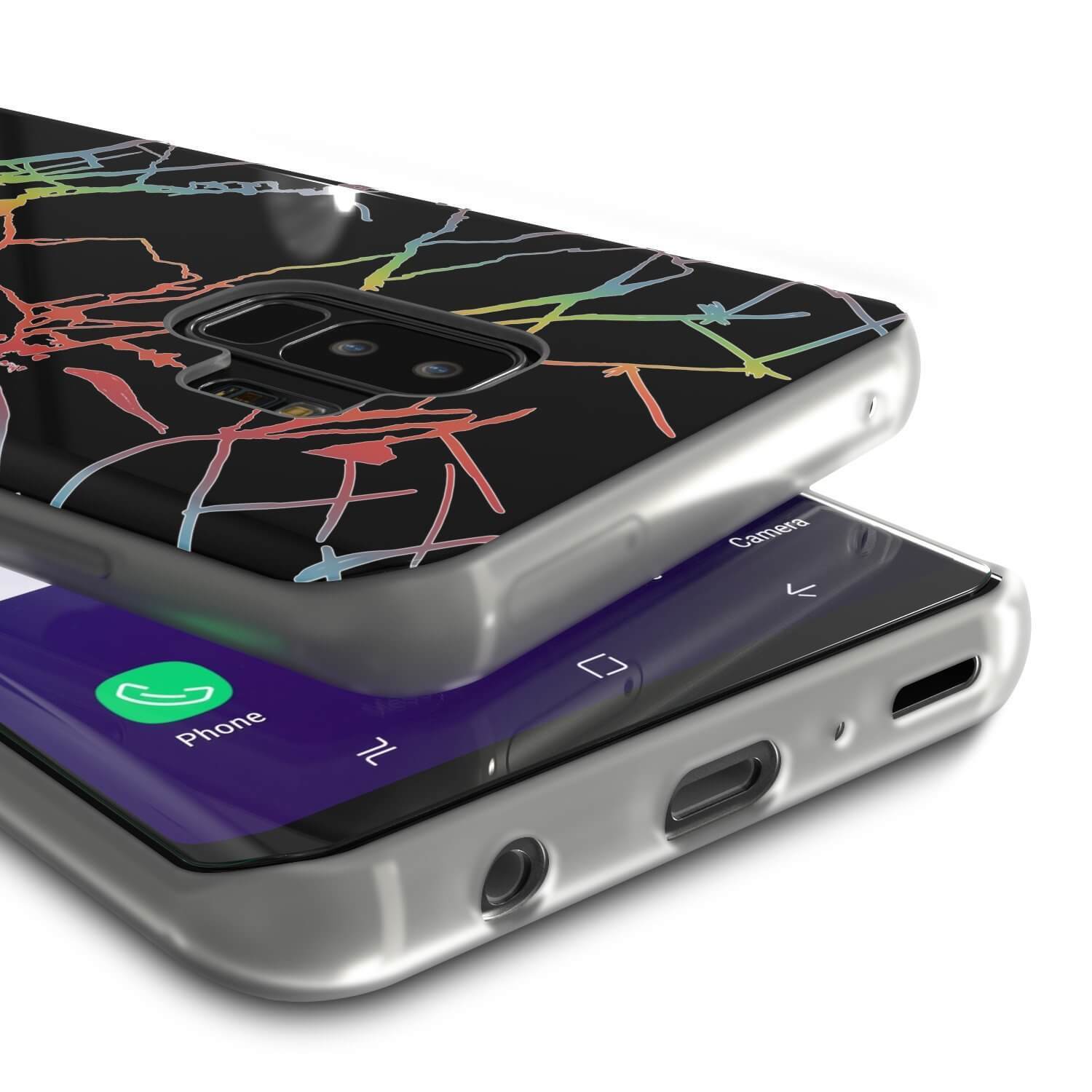 Punkcase Galaxy S9+ Protective Full Body Marble Case | Black Mirage