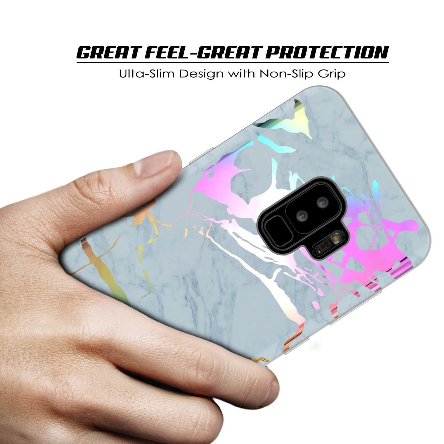 Punkcase Galaxy S9+ Protective Full Body Marble Case | Blue Marmo