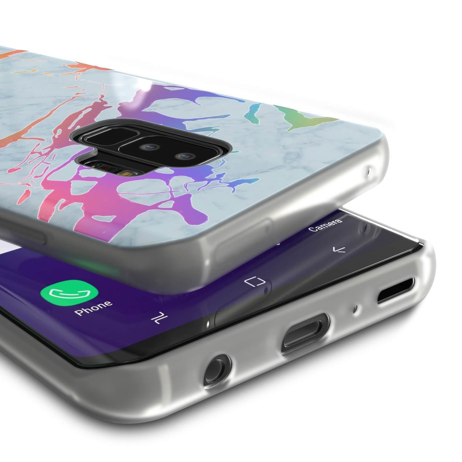 Punkcase Galaxy S9+ Protective Full Body Marble Case | Blue Marmo