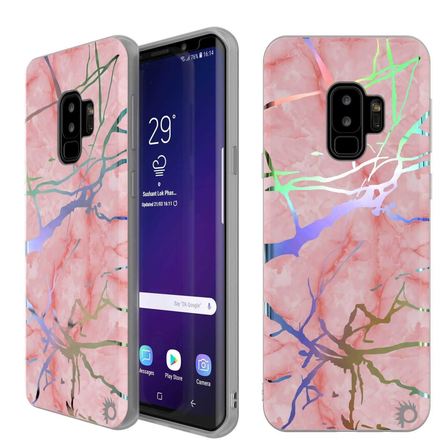Punkcase Galaxy S9+ Protective Full Body Marble Case | Rose Mirage