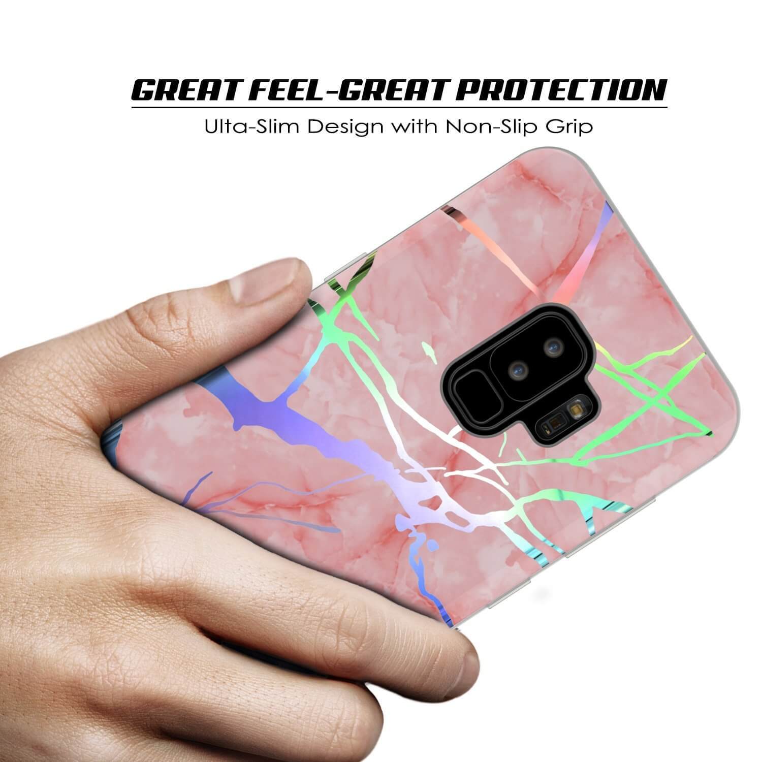 Punkcase Galaxy S9+ Protective Full Body Marble Case | Rose Mirage