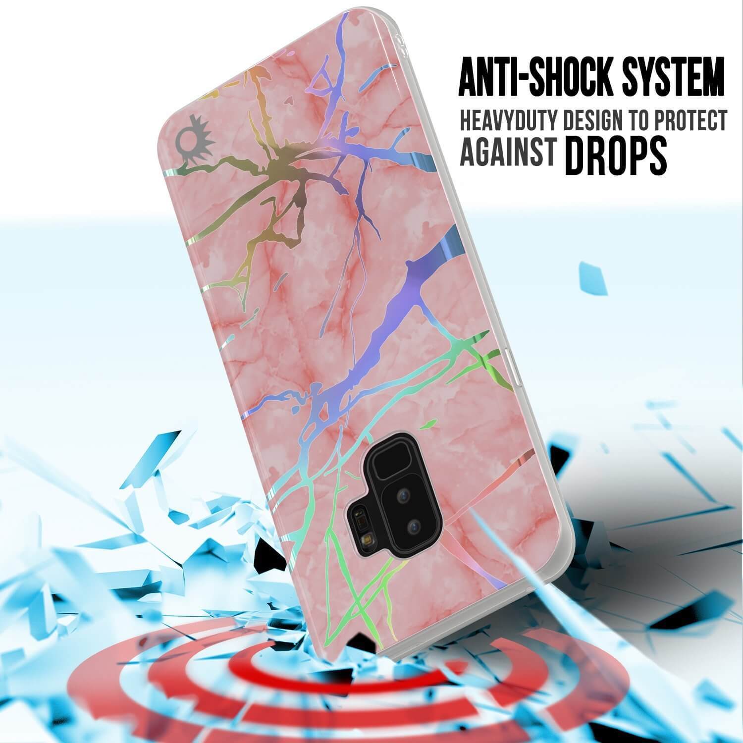 Punkcase Galaxy S9+ Protective Full Body Marble Case | Rose Mirage
