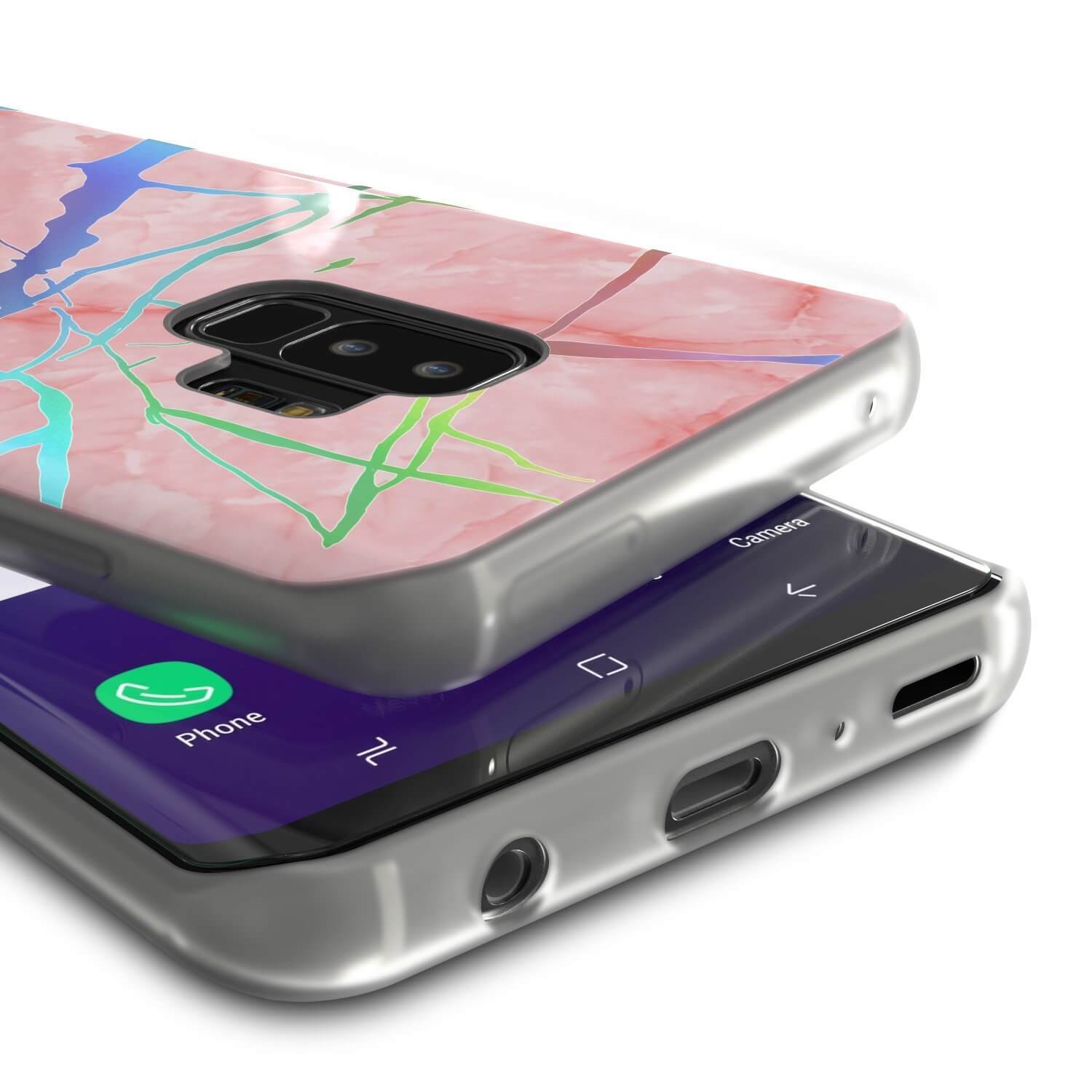 Punkcase Galaxy S9+ Protective Full Body Marble Case | Rose Mirage