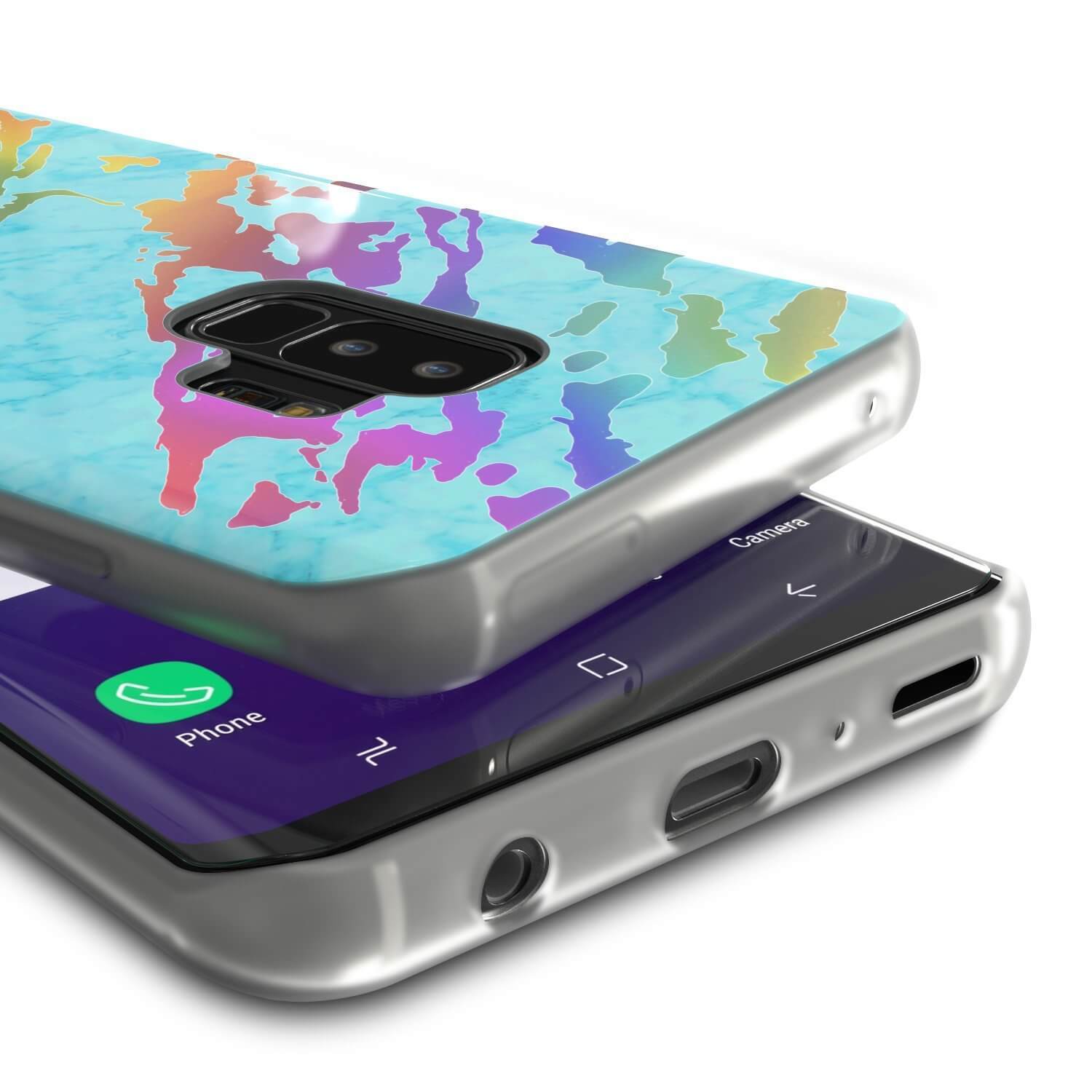 Punkcase Galaxy S9+ Protective Full Body Marble Case | Teal Onyx