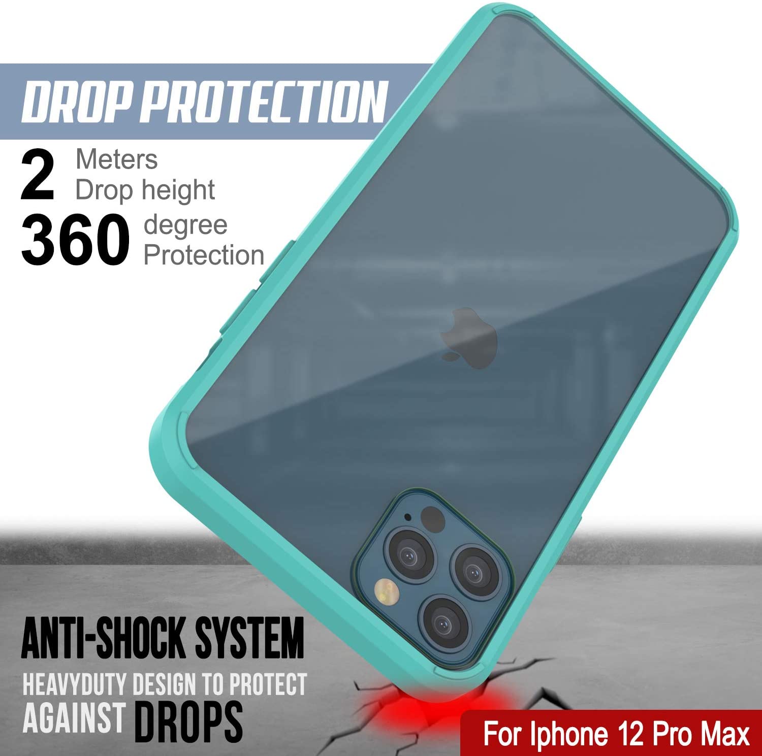 iPhone 12 Pro Max Case Punkcase® LUCID 2.0 Teal Series w/ PUNK SHIELD Screen Protector | Ultra Fit