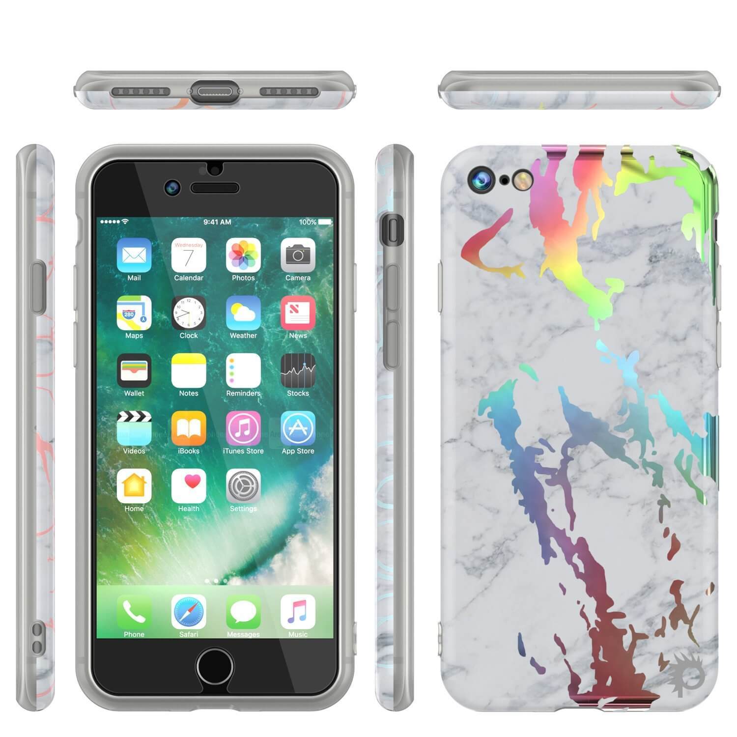 Punkcase iPhone 8 / 7 Marble Case, Protective Full Body Cover W/9H Tempered Glass Screen Protector (Blanco Marmo)