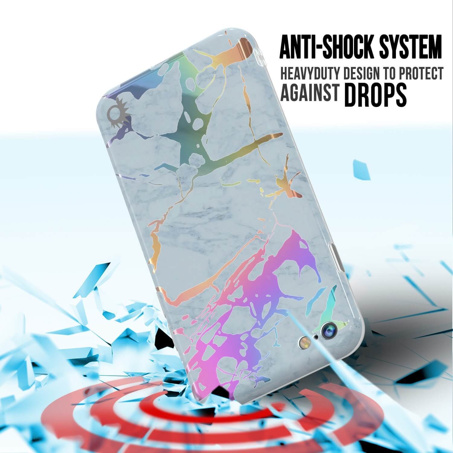 Punkcase iPhone 8 / 7 Marble Case, Protective Full Body Cover W/9H Tempered Glass Screen Protector (Blue Marmo)