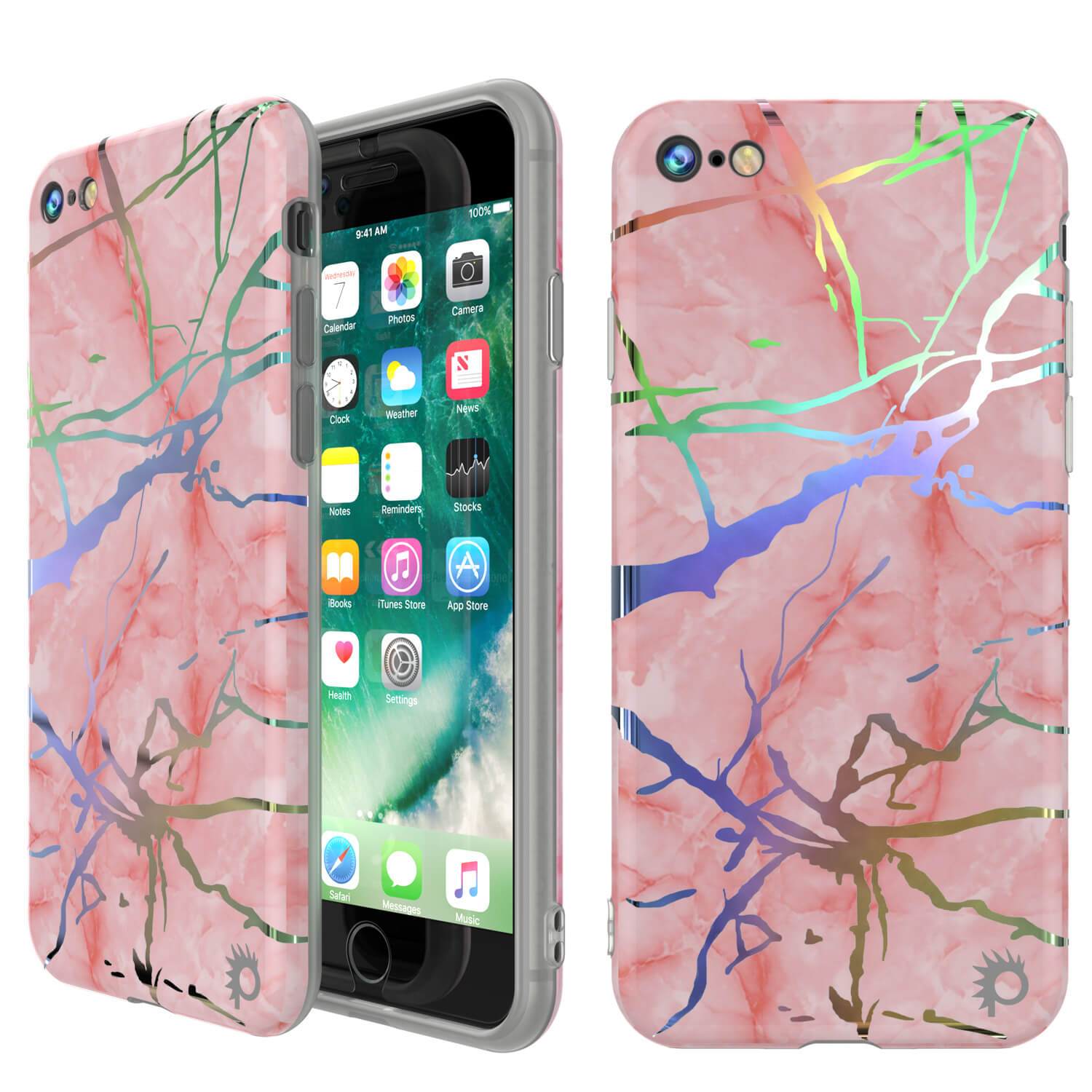Punkcase iPhone 8 / 7 Marble Case, Protective Full Body Cover W/9H Tempered Glass Screen Protector (Rose Mirage)