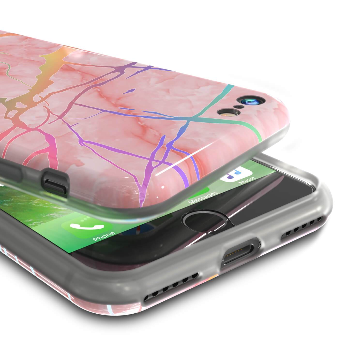 Punkcase iPhone 8 / 7 Marble Case, Protective Full Body Cover W/9H Tempered Glass Screen Protector (Rose Mirage)