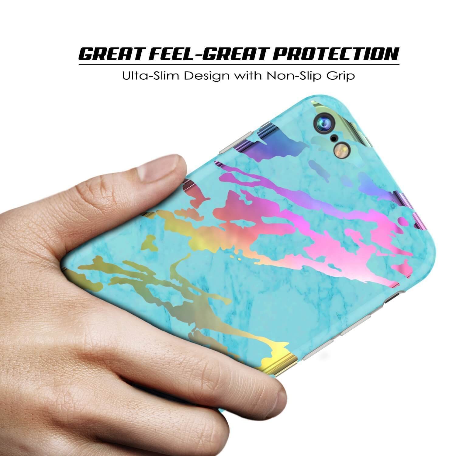 Punkcase iPhone 8 / 7 Marble Case, Protective Full Body Cover W/9H Tempered Glass Screen Protector (Teal Onyx)