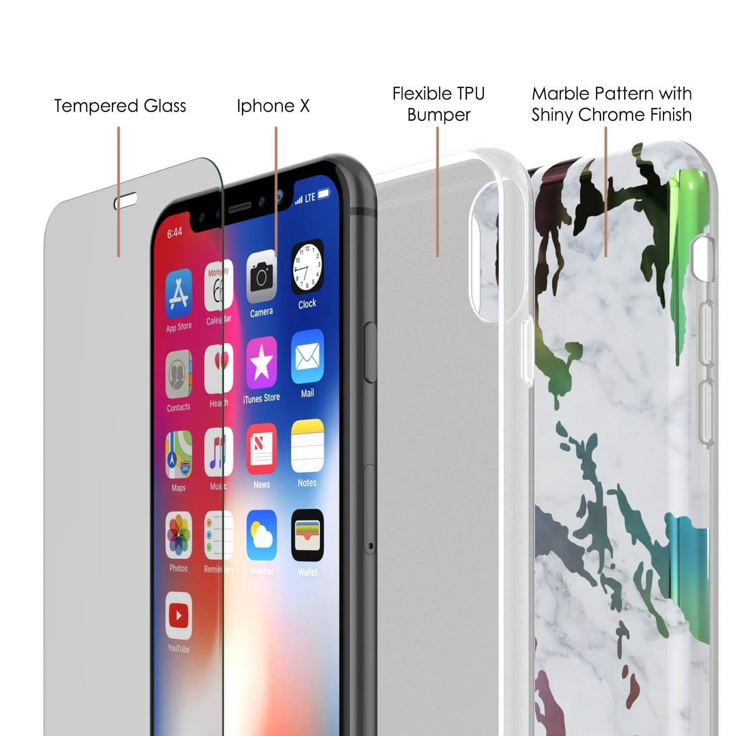 Punkcase iPhone X Protective Full Body Marble Case | Blanco Marmo