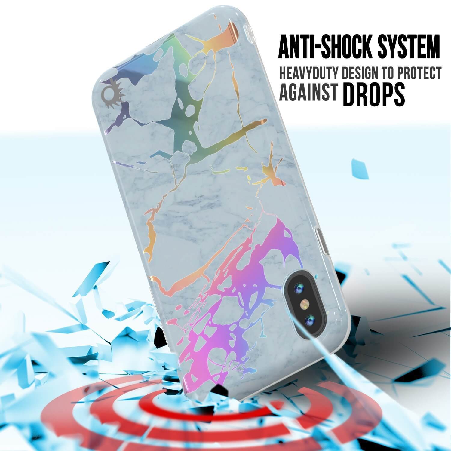 Punkcase iPhone X Protective Full Body Marble Case | Blue Marmo