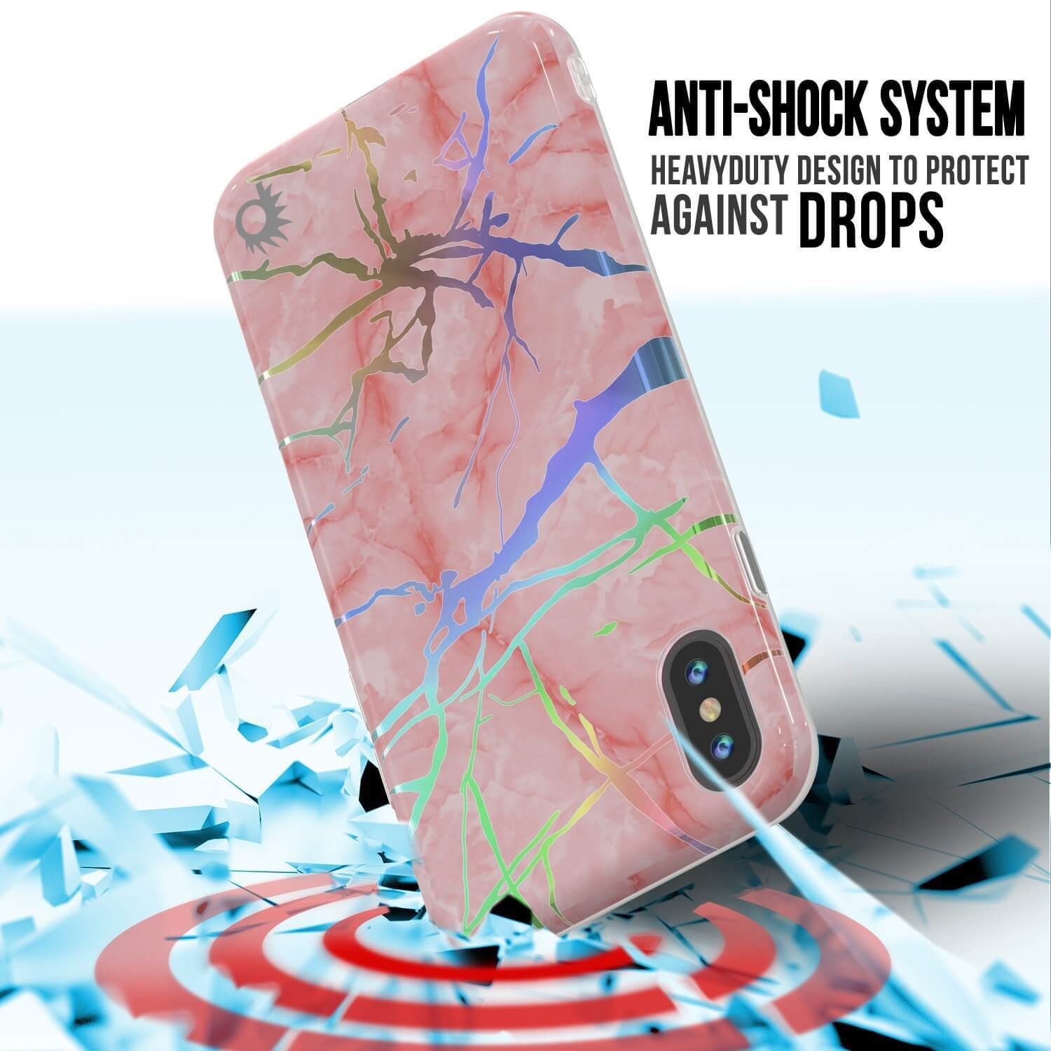 Punkcase iPhone X Protective Full Body Marble Case | Rose Gold Mirage