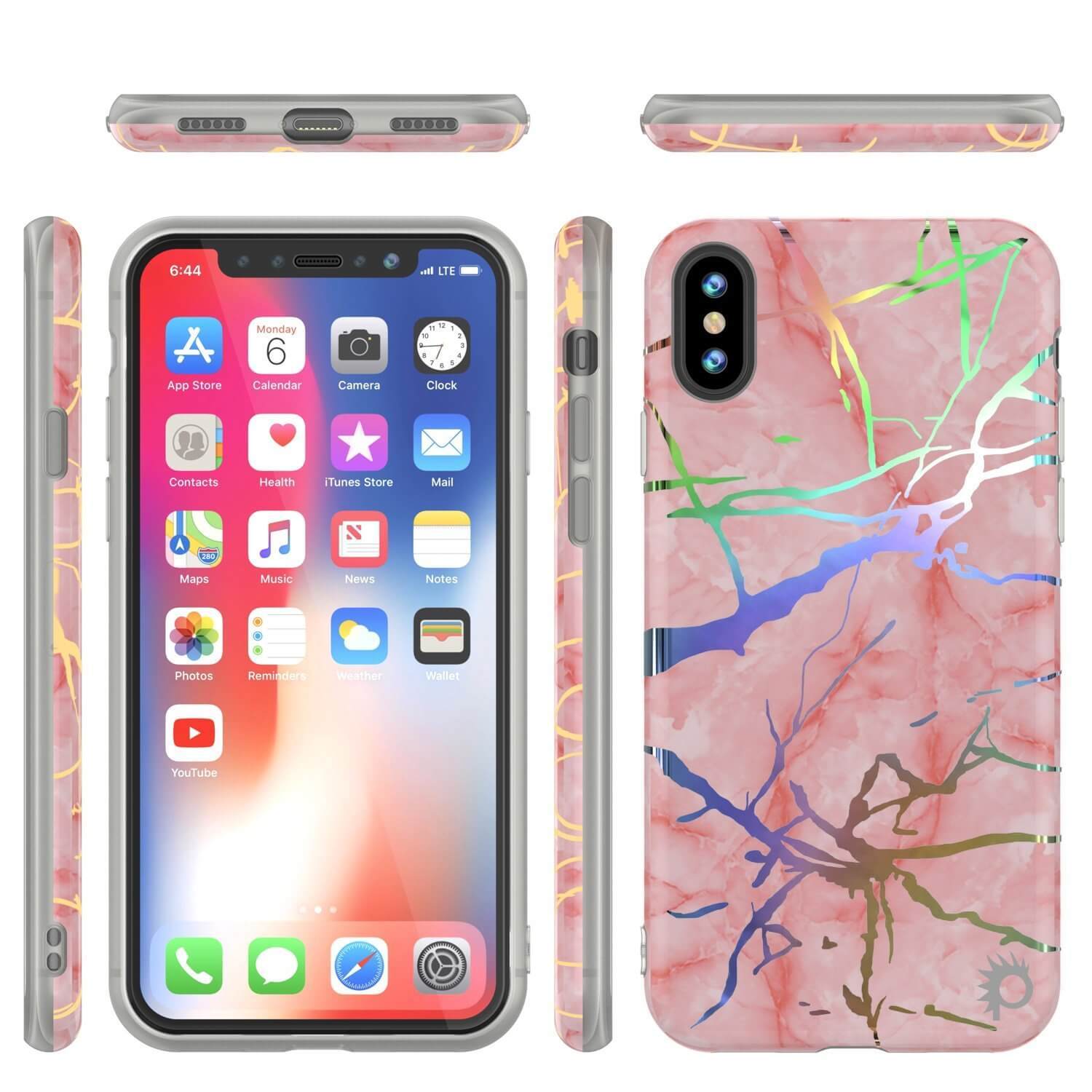 Punkcase iPhone X Protective Full Body Marble Case | Rose Gold Mirage
