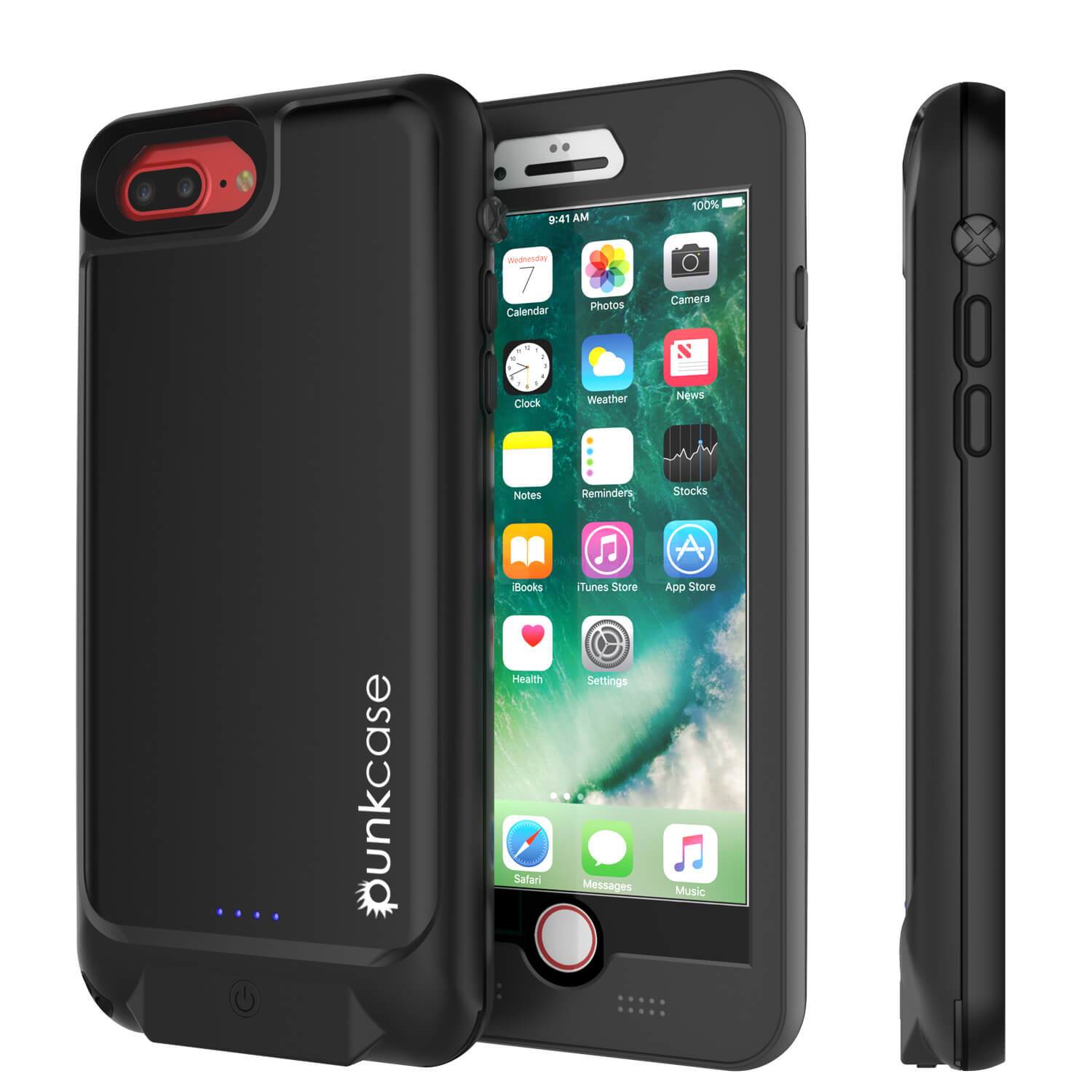 PunkJuice iPhone 8+/7+Plus  Plus Battery Case Black - Waterproof Slim Power Juice Bank with 4300mAh