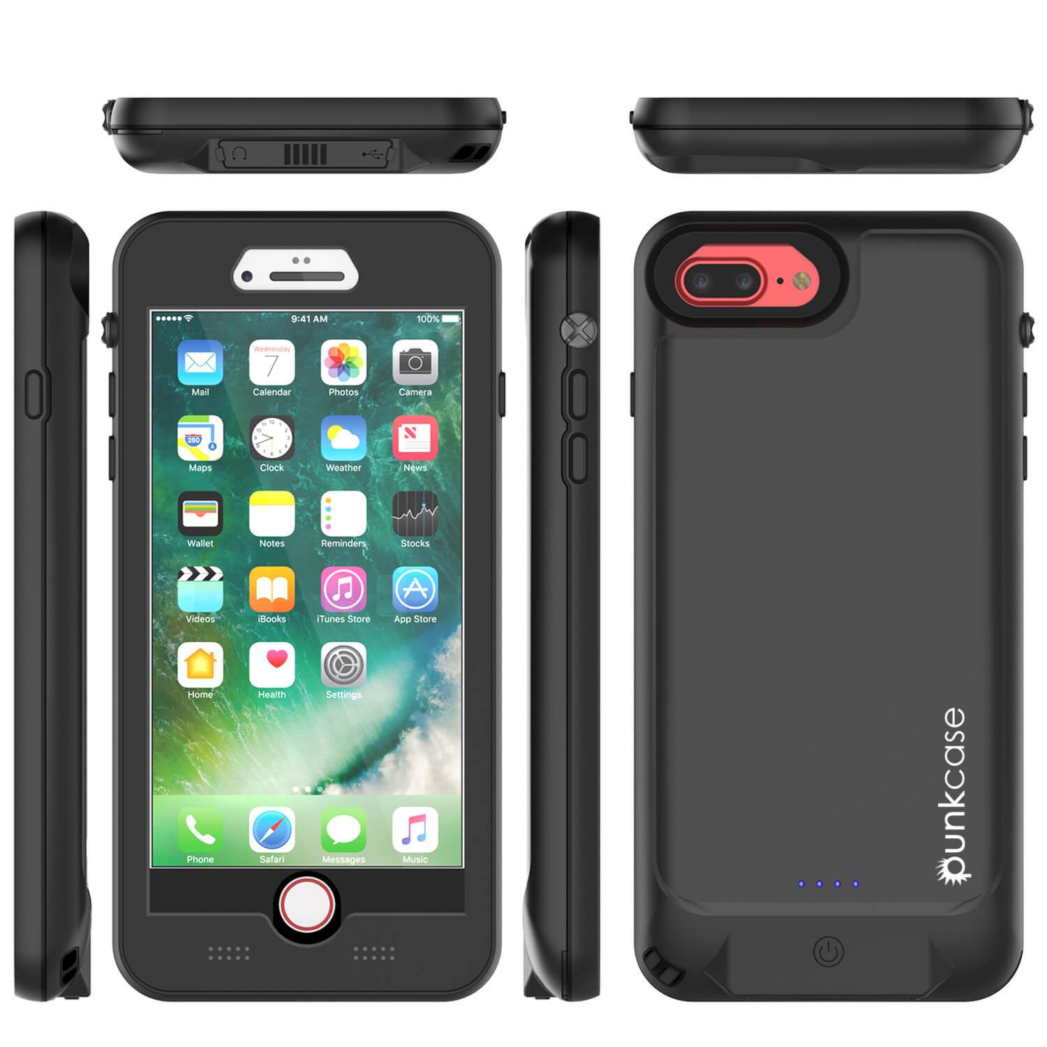 PunkJuice iPhone 8+/7+Plus  Plus Battery Case Black - Waterproof Slim Power Juice Bank with 4300mAh